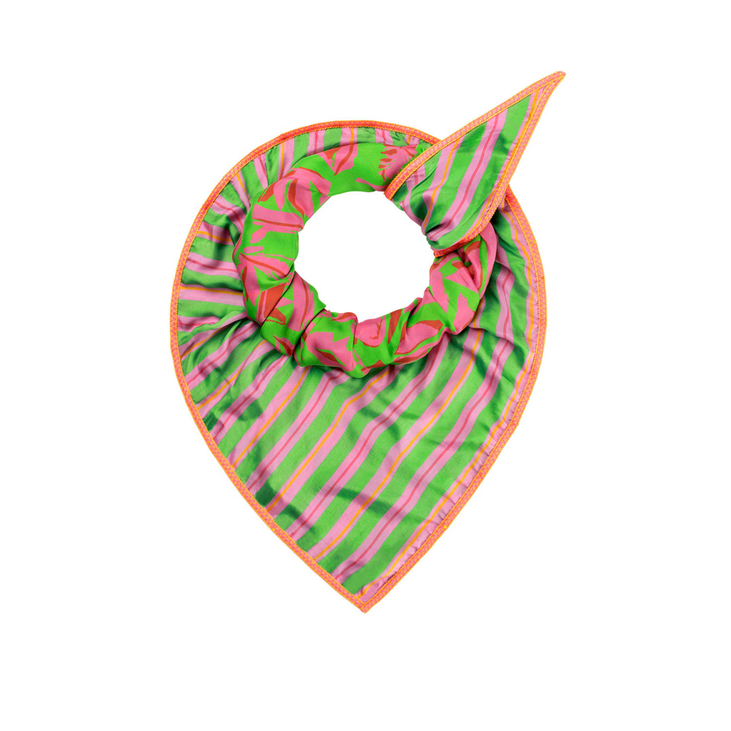 POM Amsterdam reversible sjaal met all over print groen