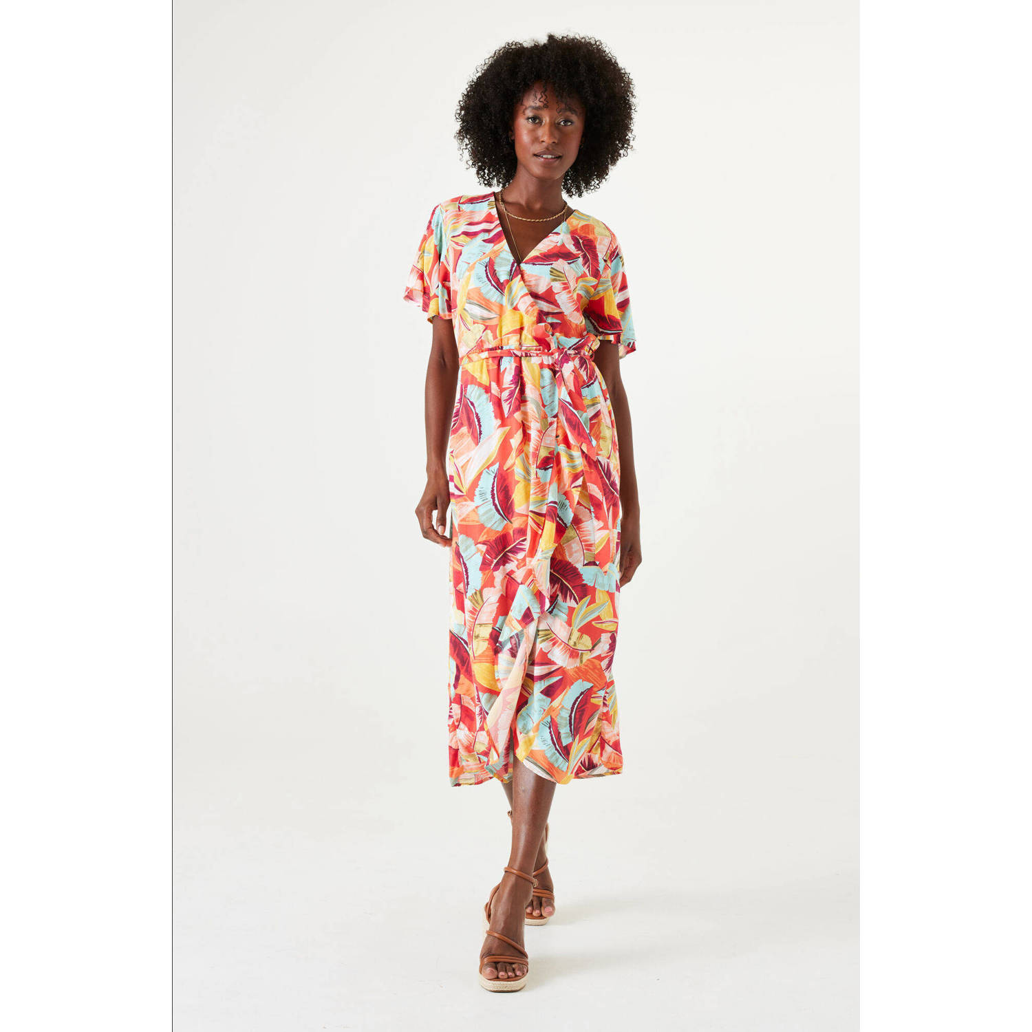 Garcia wikkeljurk met all over print en ceintuur multi