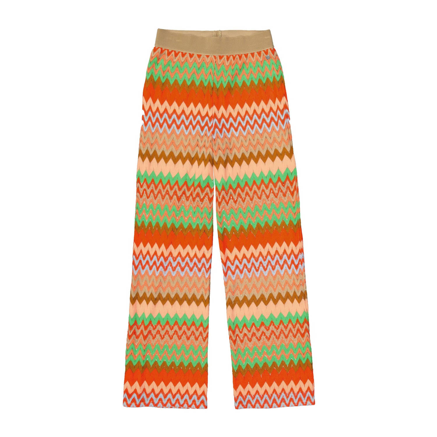 Garcia wide leg broek met all over print oranje groen rood