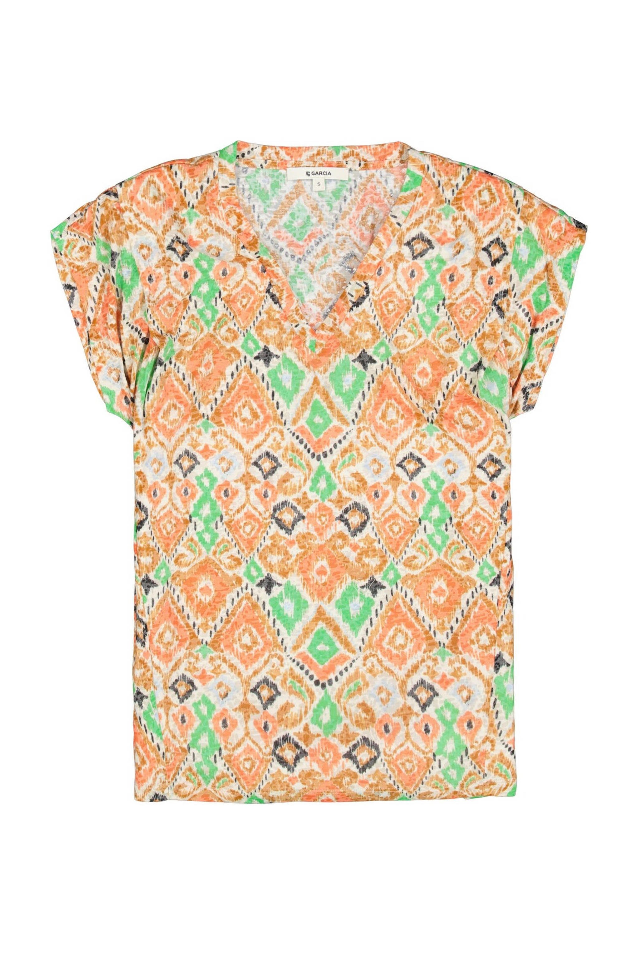 Garcia T-shirt met print oranje groen