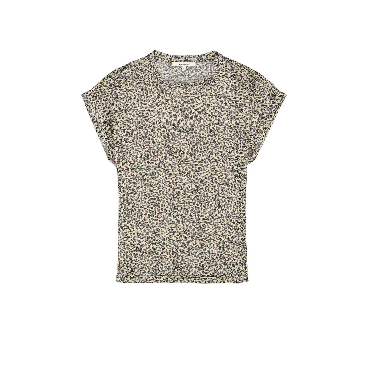 Garcia T-shirt met panterprint crème bruin