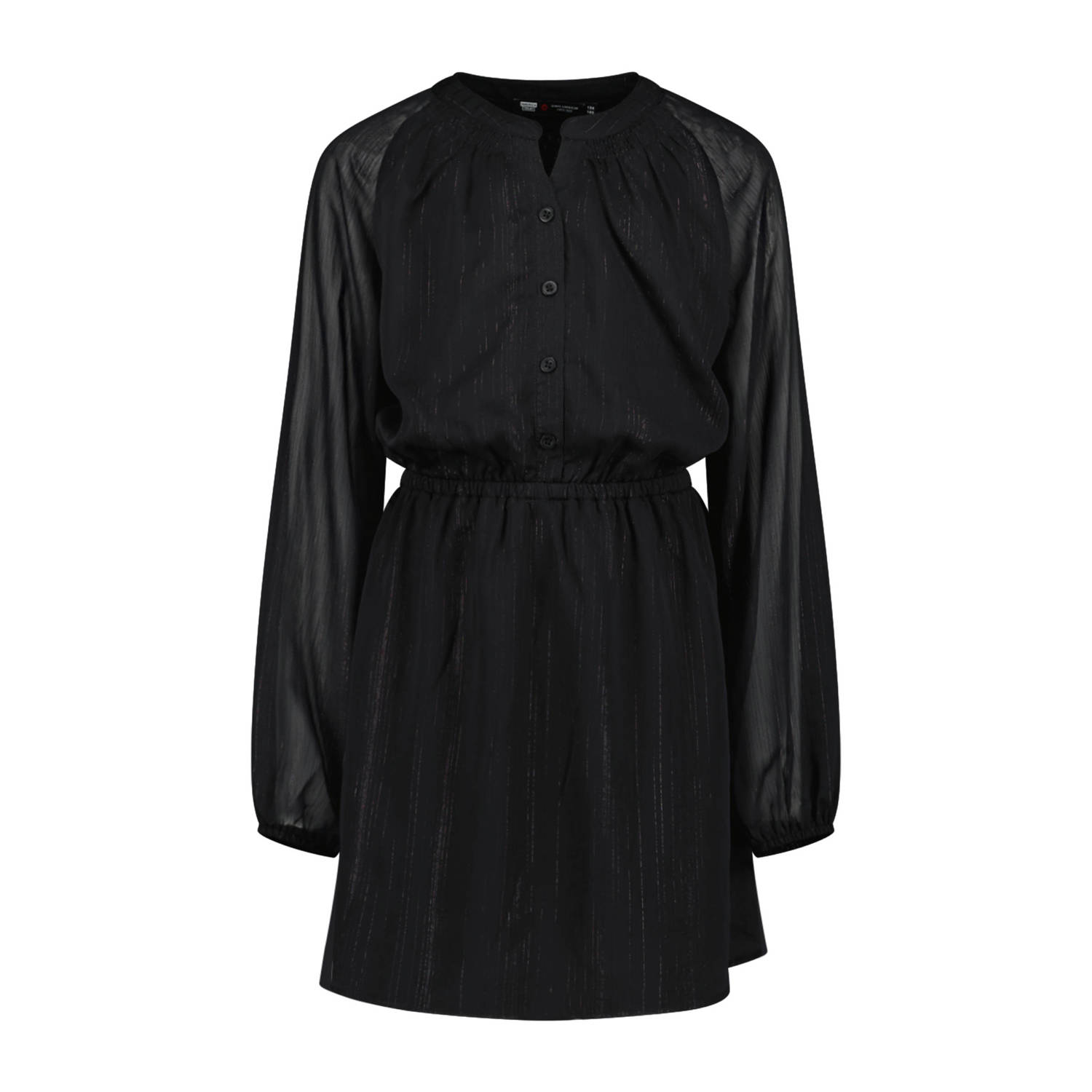 America Today jurk Dua X met mesh zwart Meisjes Polyester Ronde hals 122 128