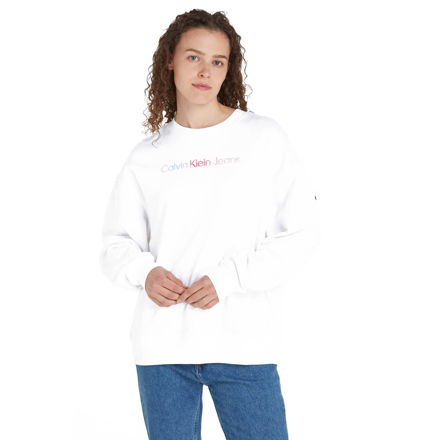 CALVIN KLEIN JEANS sweater van katoen wit