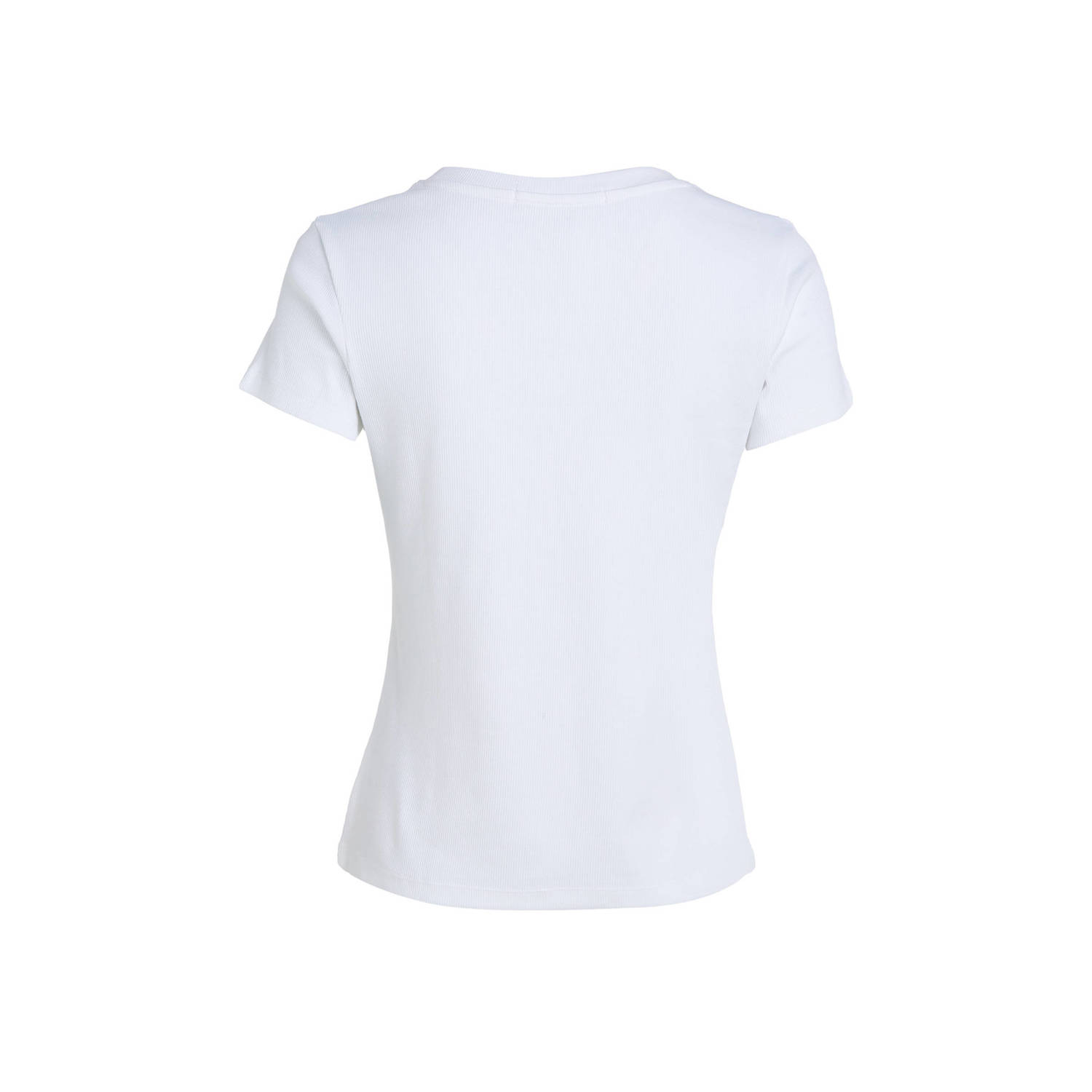 CALVIN KLEIN JEANS ribgebreid T-shirt met logo wit