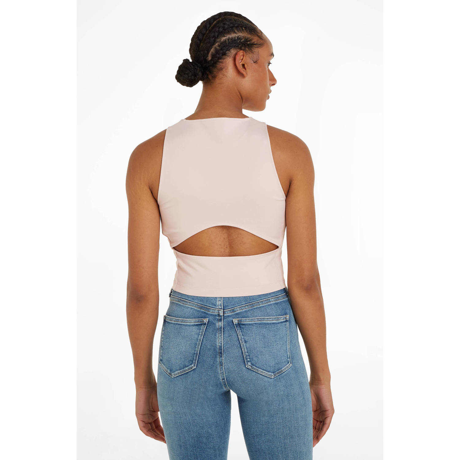 CALVIN KLEIN JEANS crop top met logo lichtroze