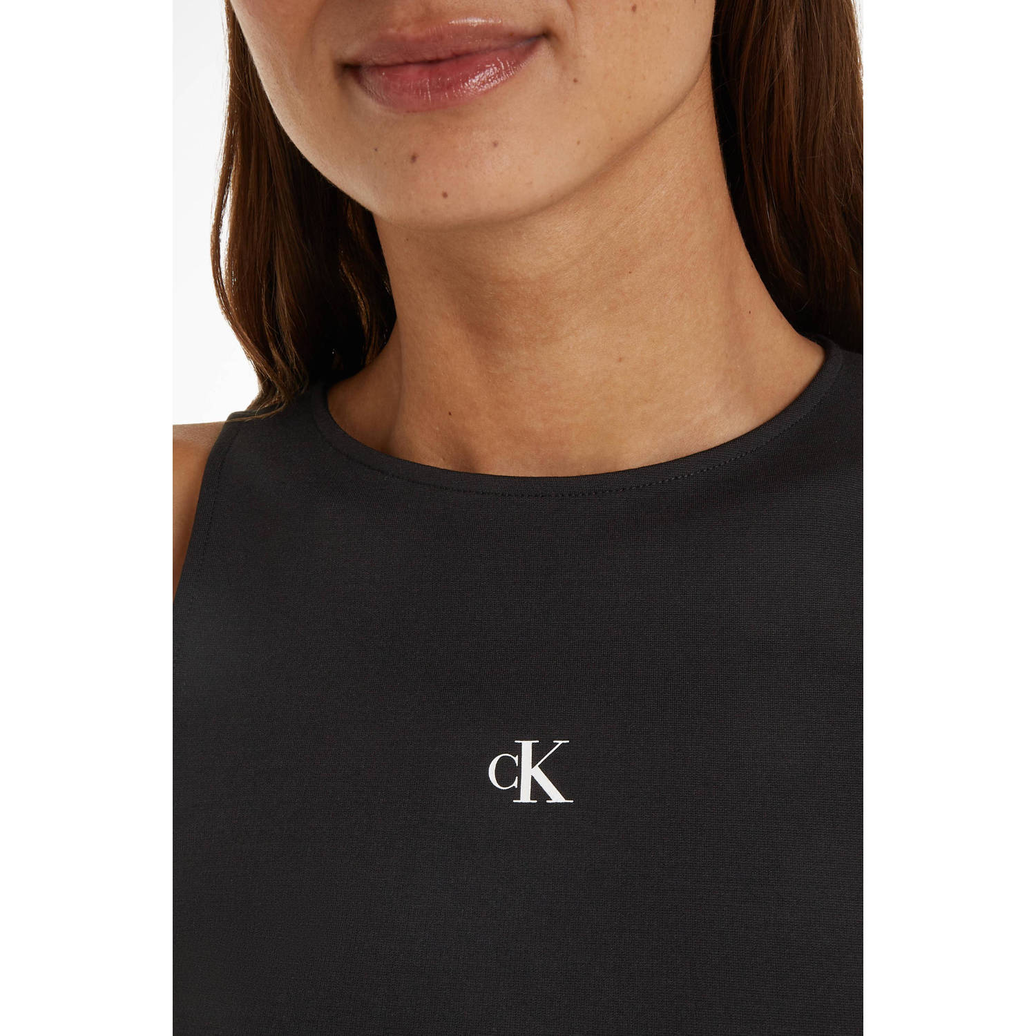 CALVIN KLEIN JEANS crop top met logo zwart