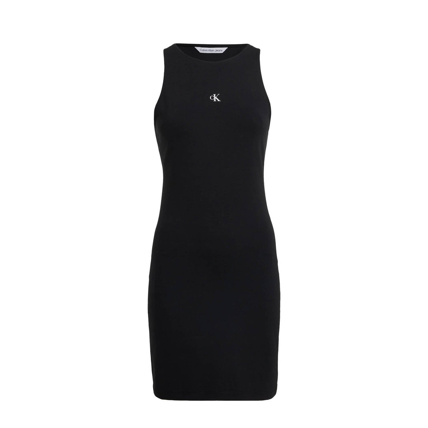 CALVIN KLEIN JEANS halter bodycon jurk met logo zwart