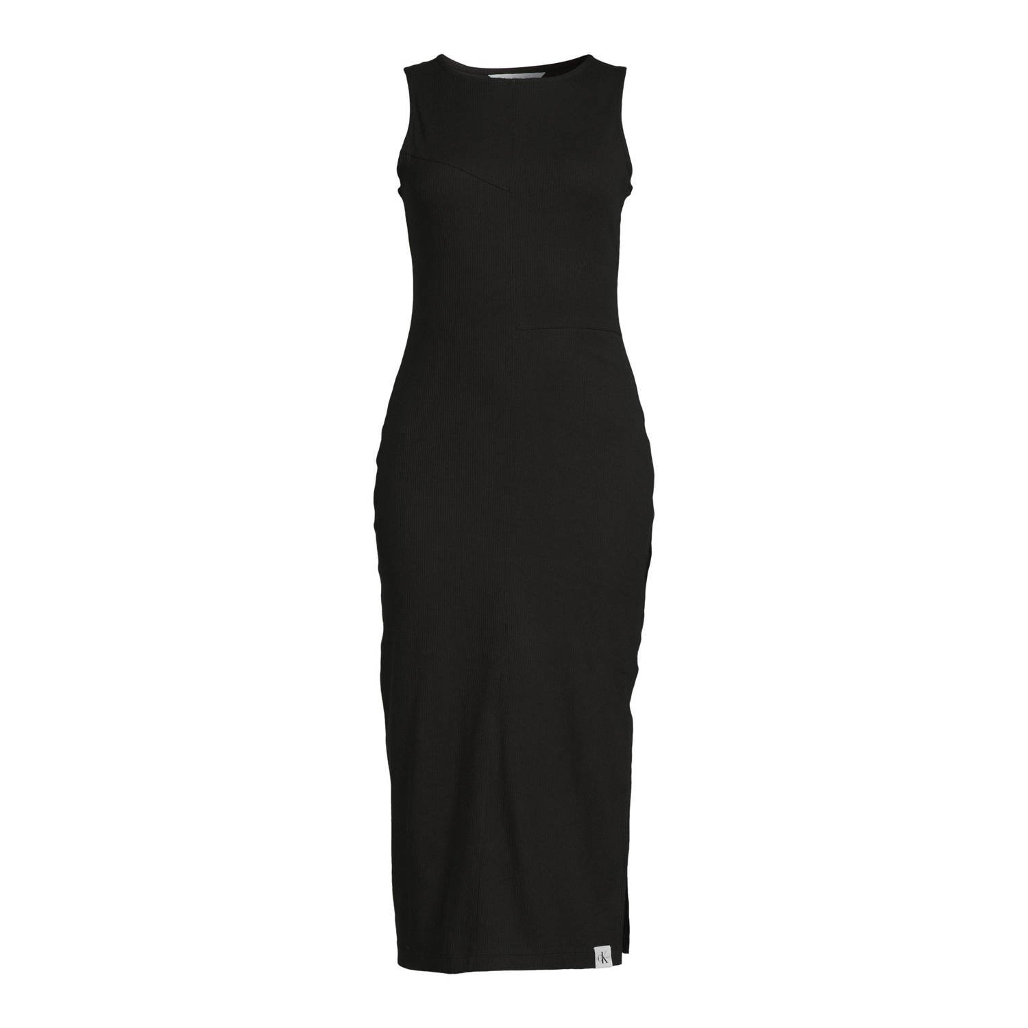 CALVIN KLEIN Dames Jurken Seaming Long Rib Dress Zwart