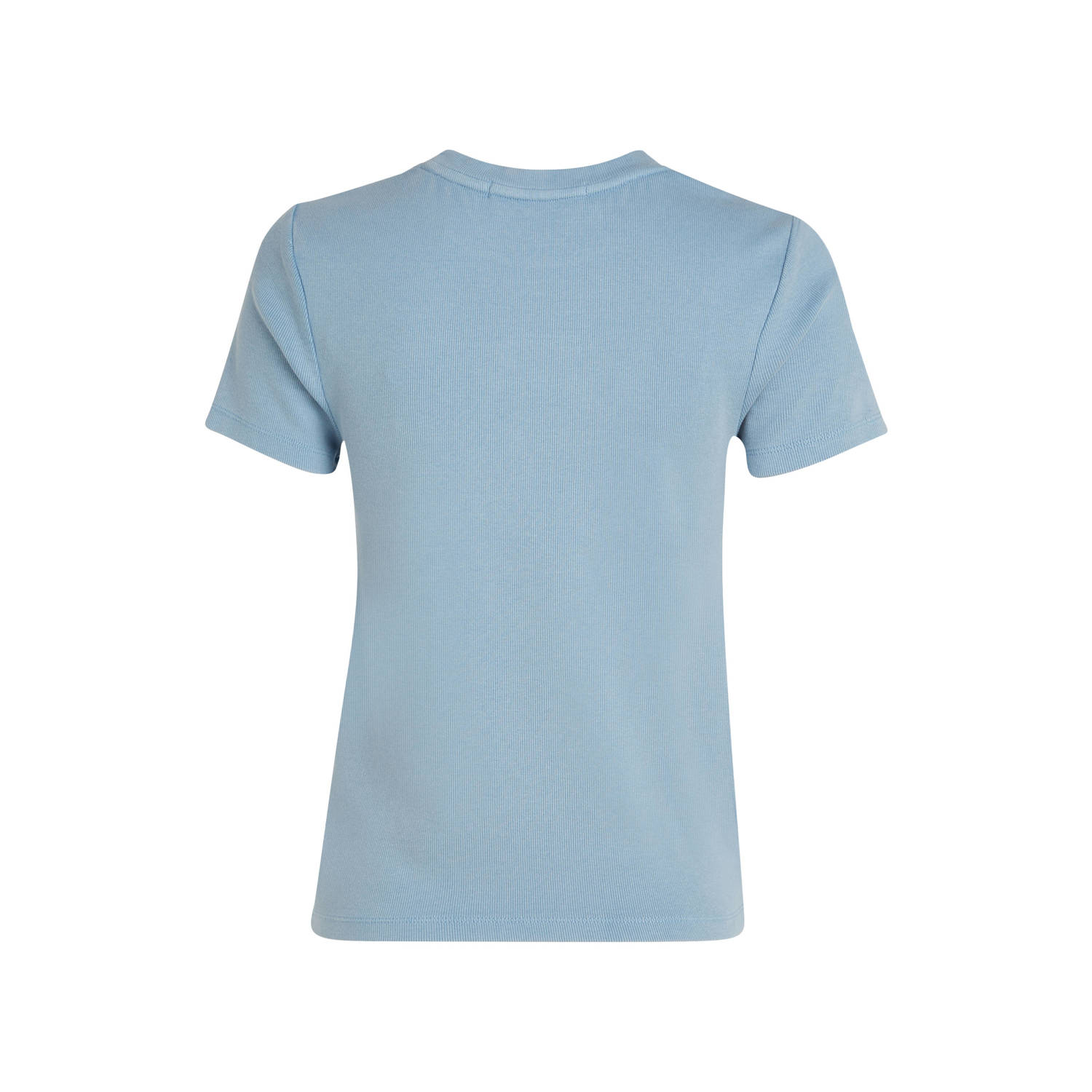 CALVIN KLEIN JEANS ribgebreid T-shirt met logo blauw