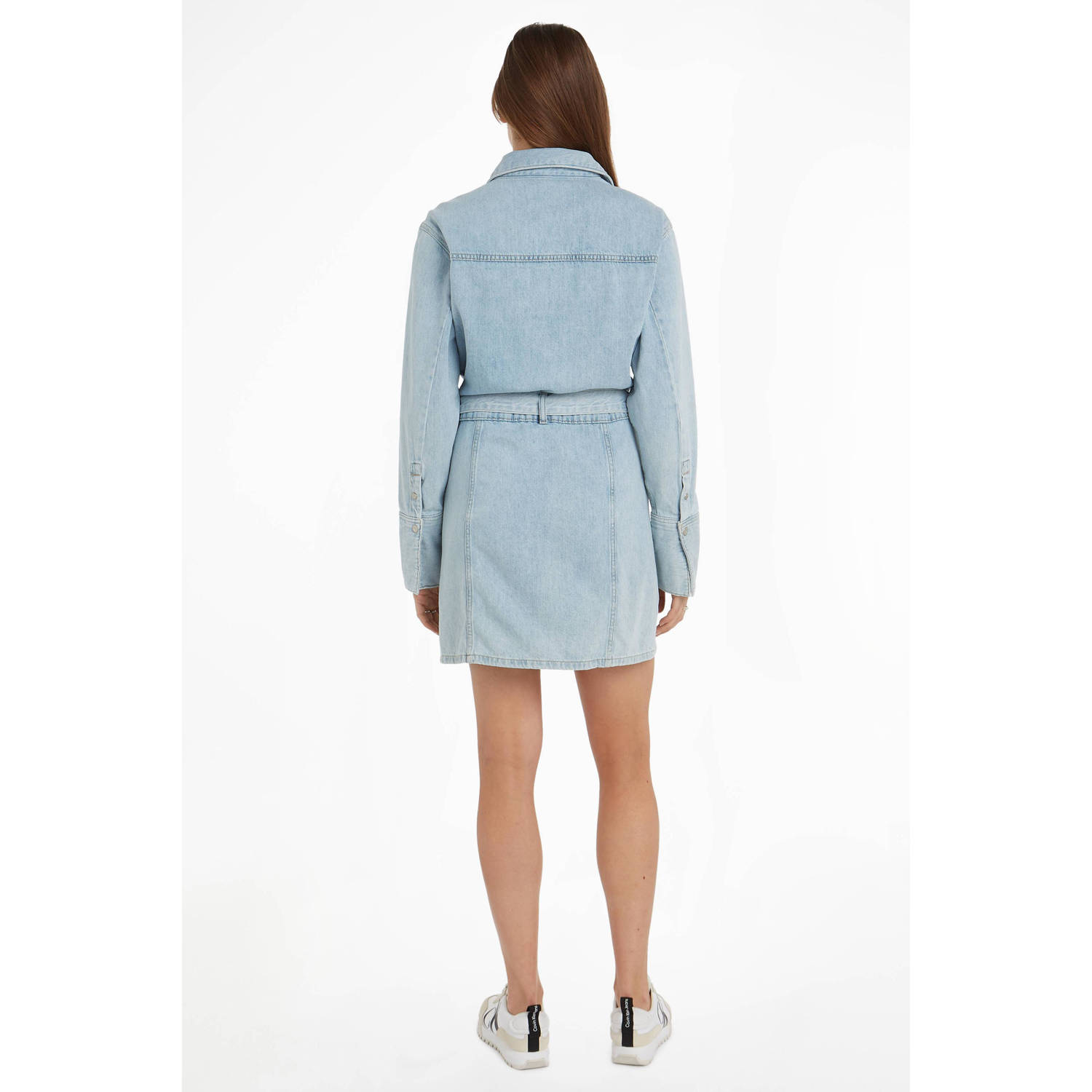 CALVIN KLEIN JEANS spijkerjurk met ceintuur light blue denim