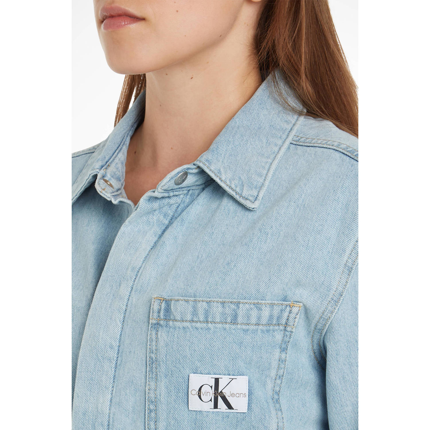 CALVIN KLEIN JEANS spijkerjurk met ceintuur light blue denim