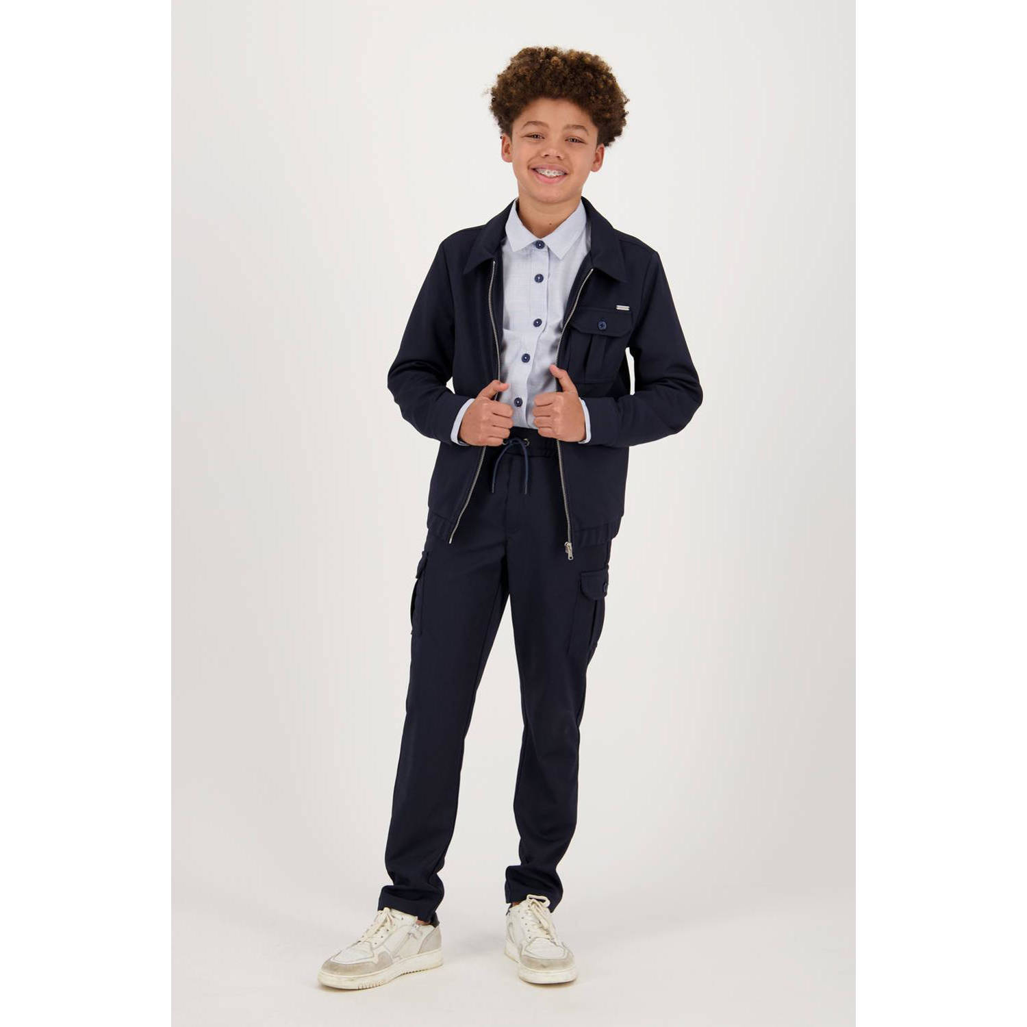 VINGINO zomerjas TIMOR donkerblauw Jongens Polyester Klassieke kraag Effen 140