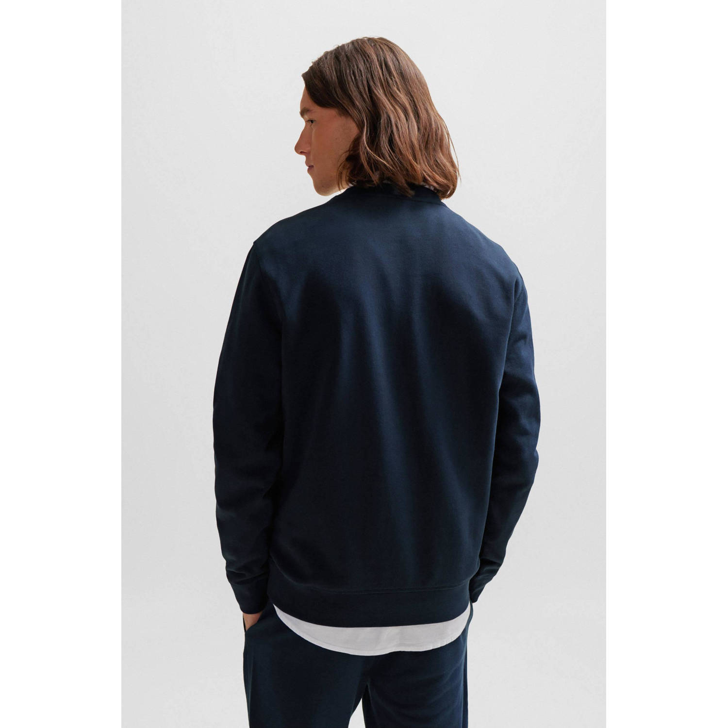 BOSS sweater Westart met logo dark blue