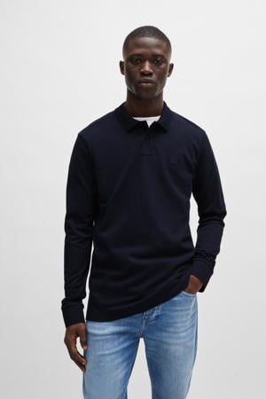 slim fit polo Passerby met logo dark blue