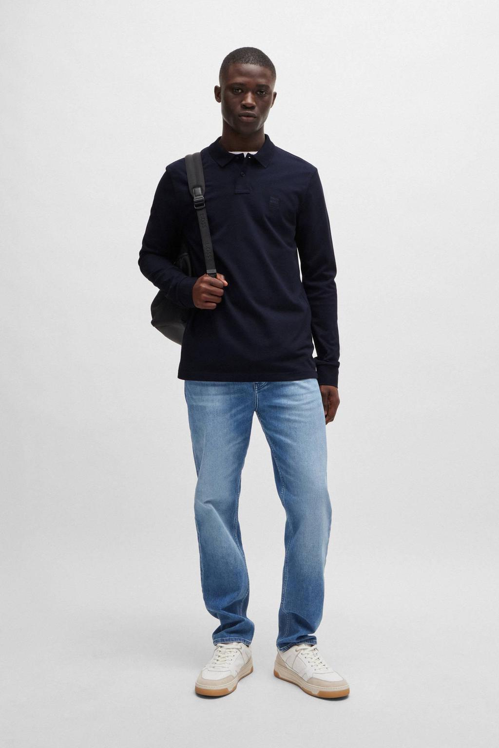 BOSS slim fit polo Passerby met logo dark blue