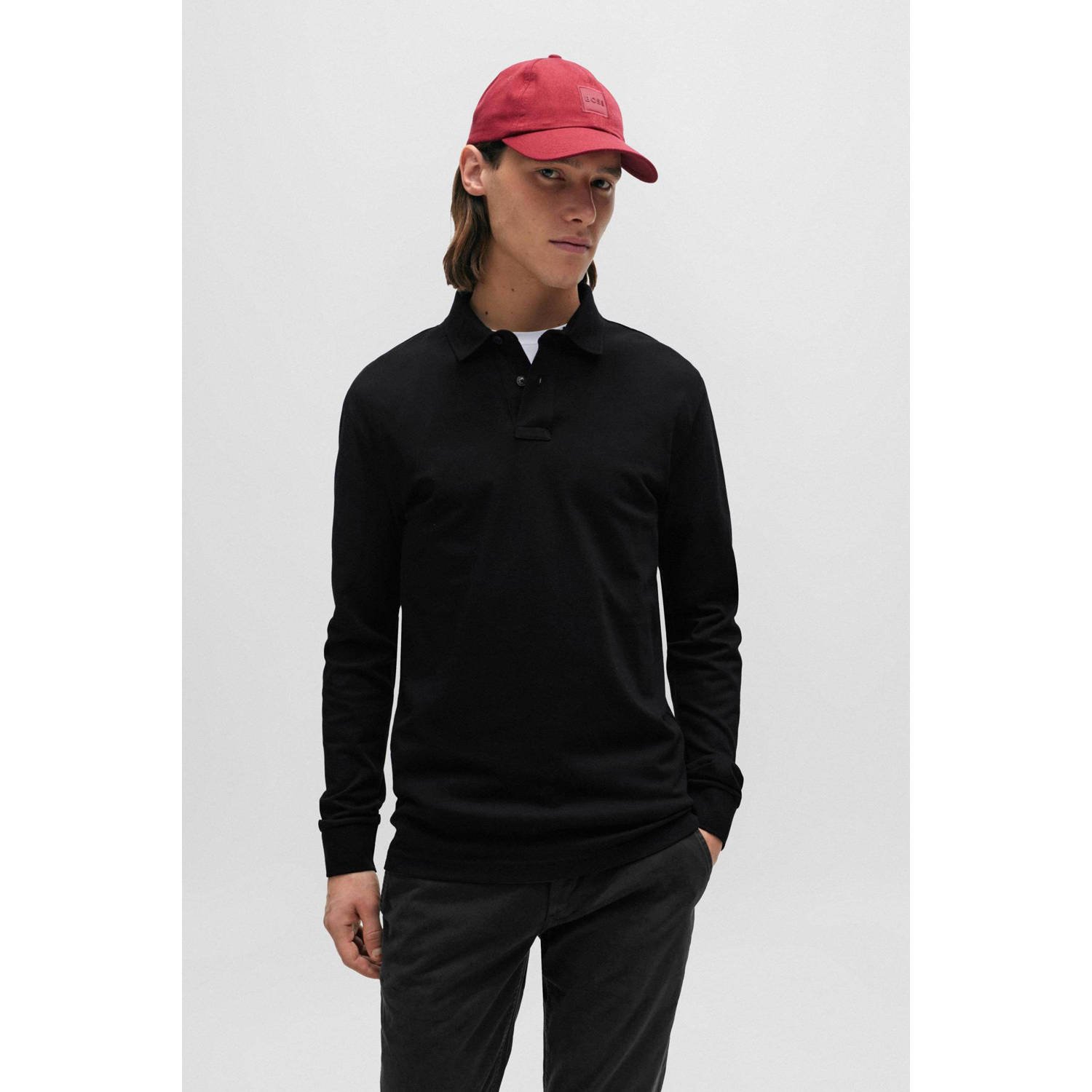 BOSS slim fit polo Passerby met logo black