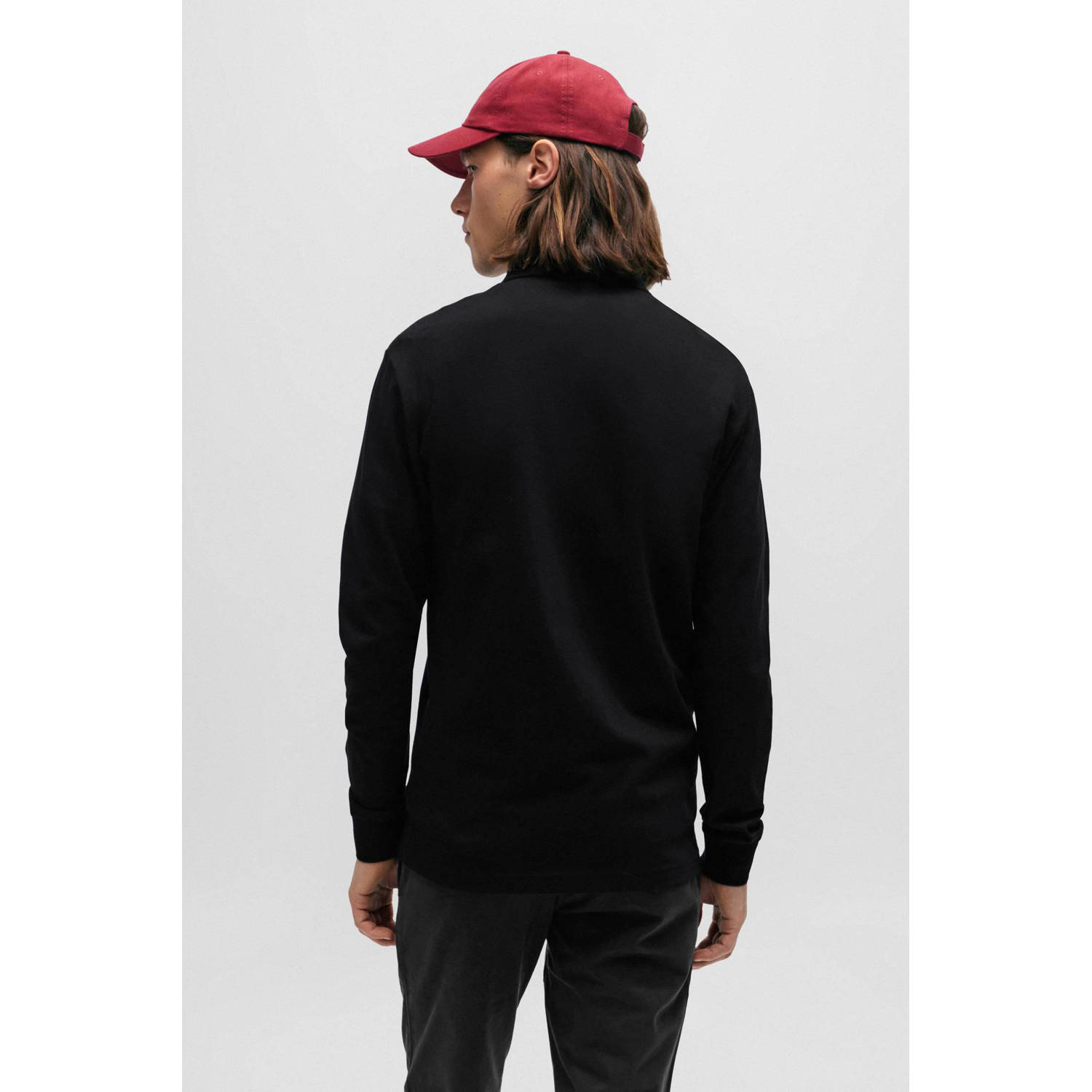 BOSS slim fit polo Passerby met logo black