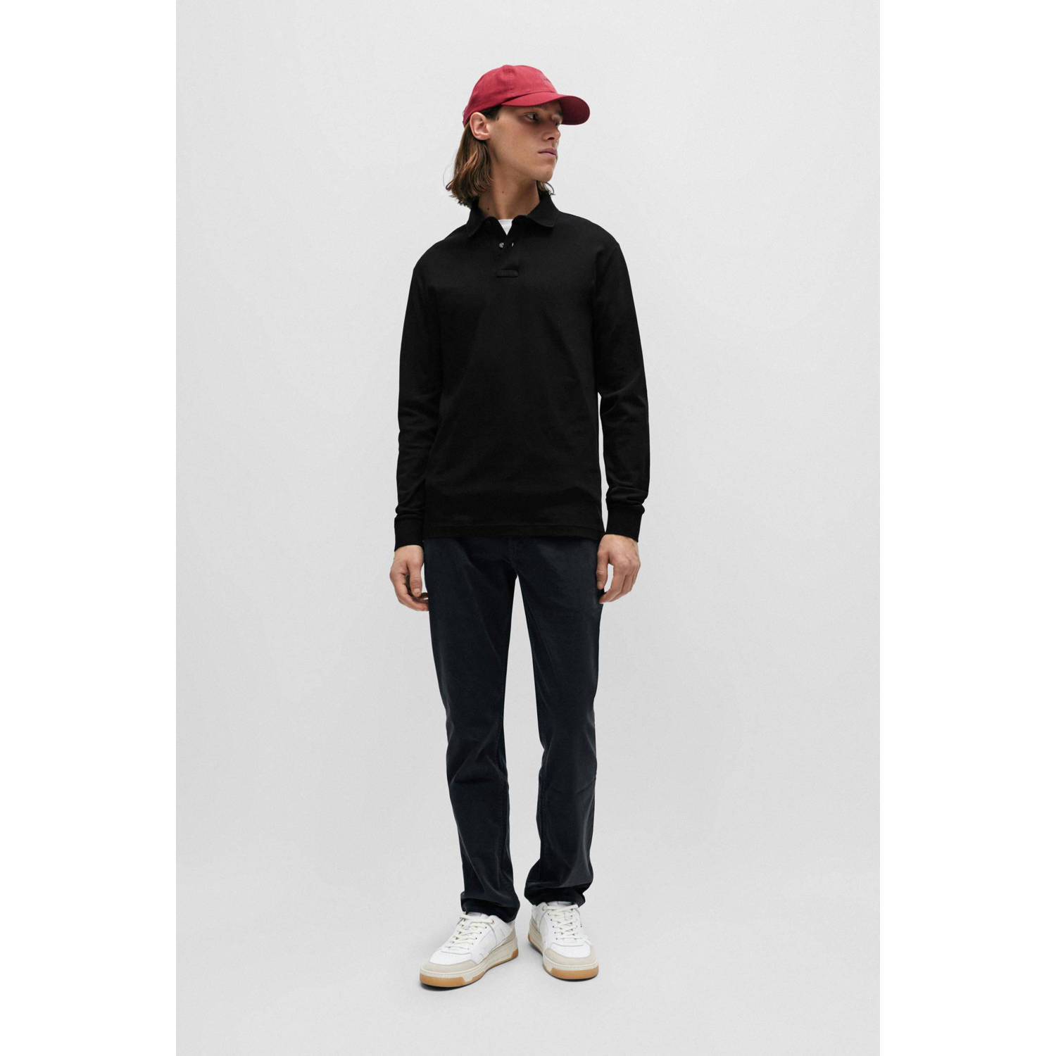 BOSS slim fit polo Passerby met logo black