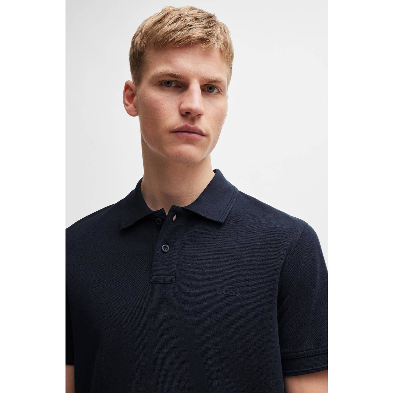 BOSS regular fit polo Prime met logo donkerblauw