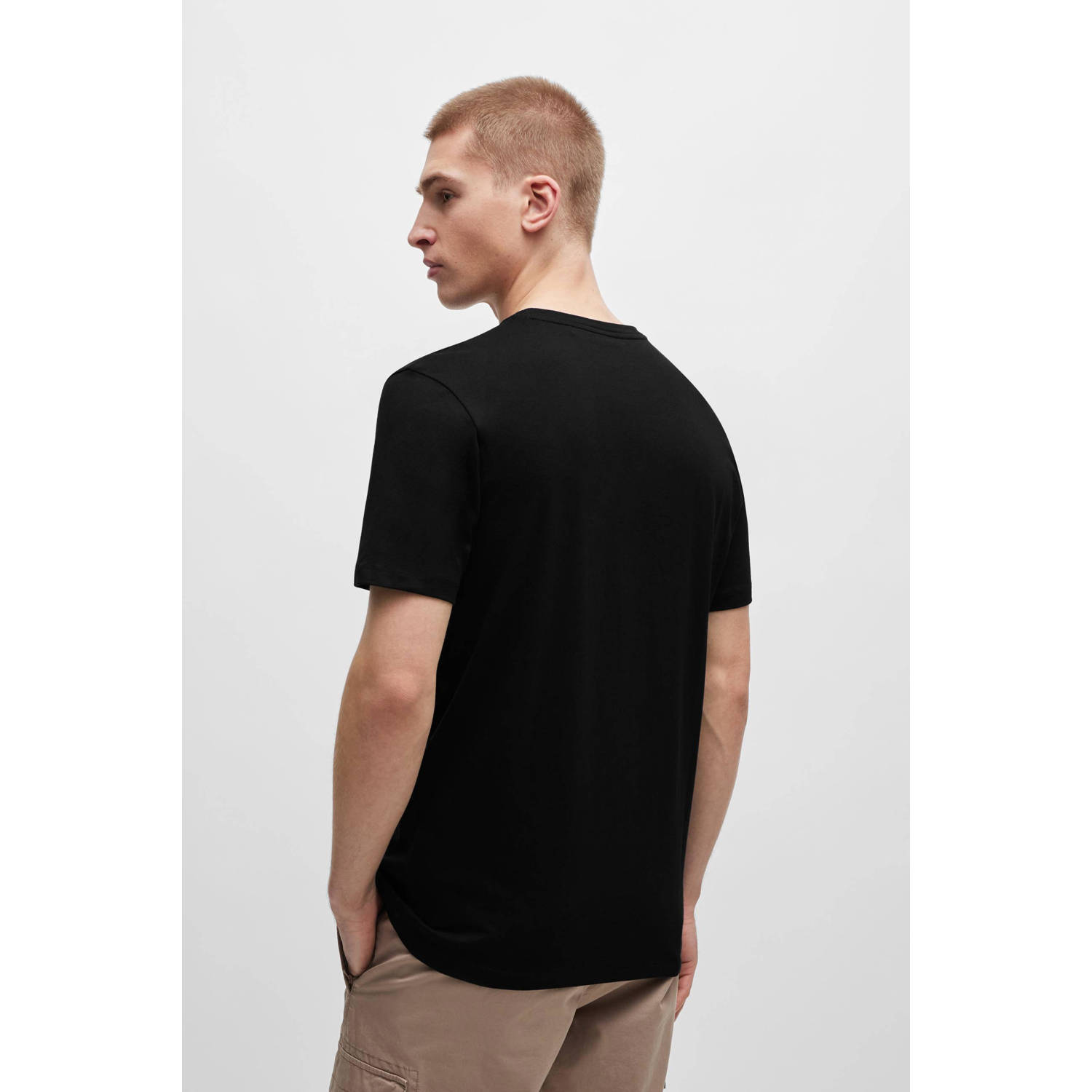 BOSS T-shirt tales met logo zwart