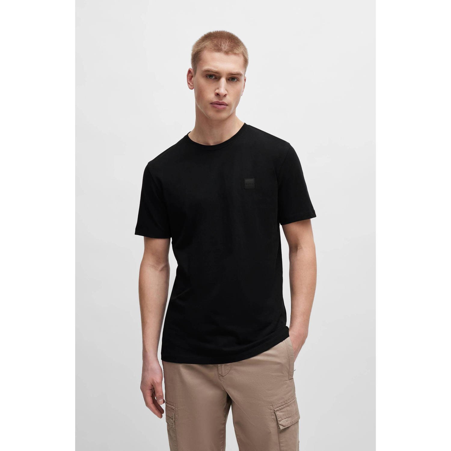 Boss Orange T-shirt Tales met boss-borduursel op de borst