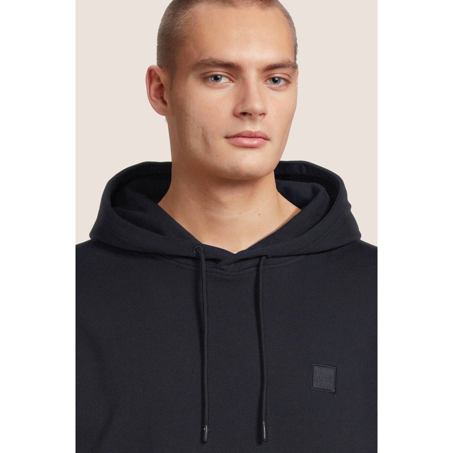 BOSS hoodie Wetalk met logo donkerblauw