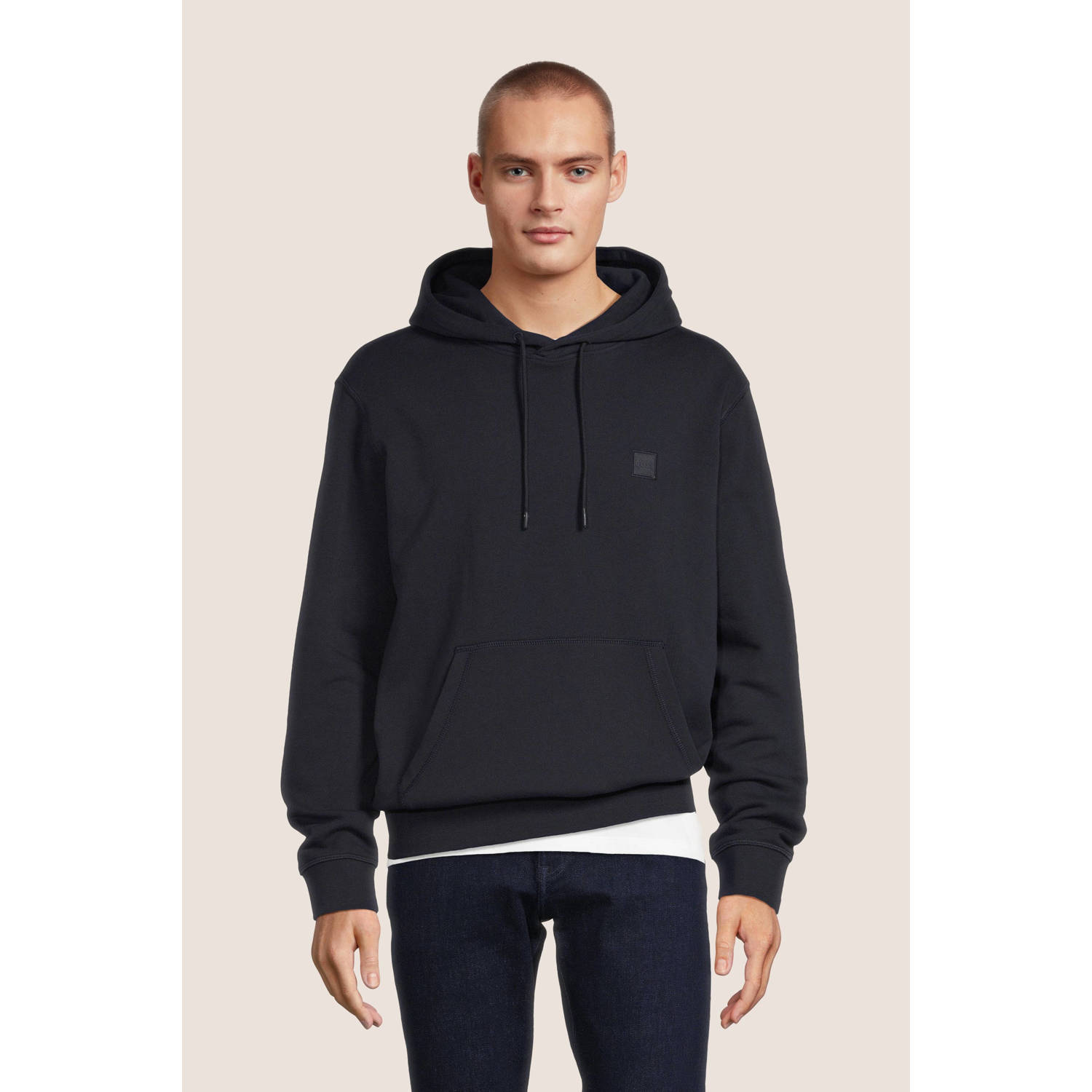 BOSS hoodie Wetalk met logo donkerblauw