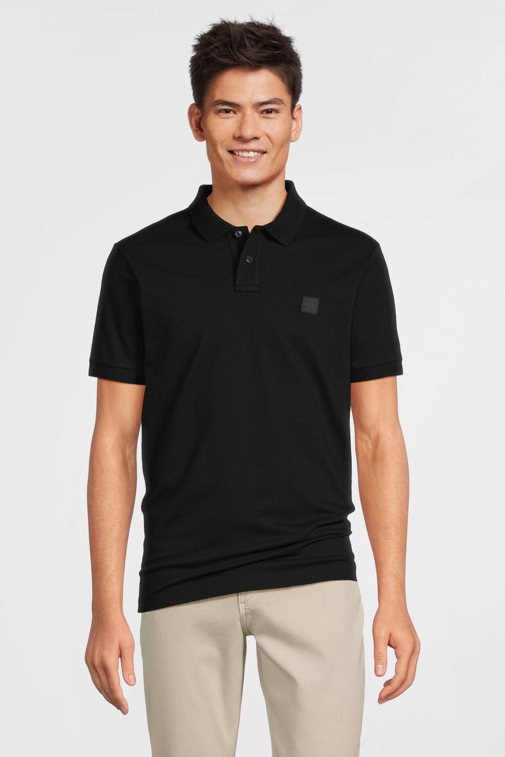 BOSS slim fit polo PASSENGER zwart