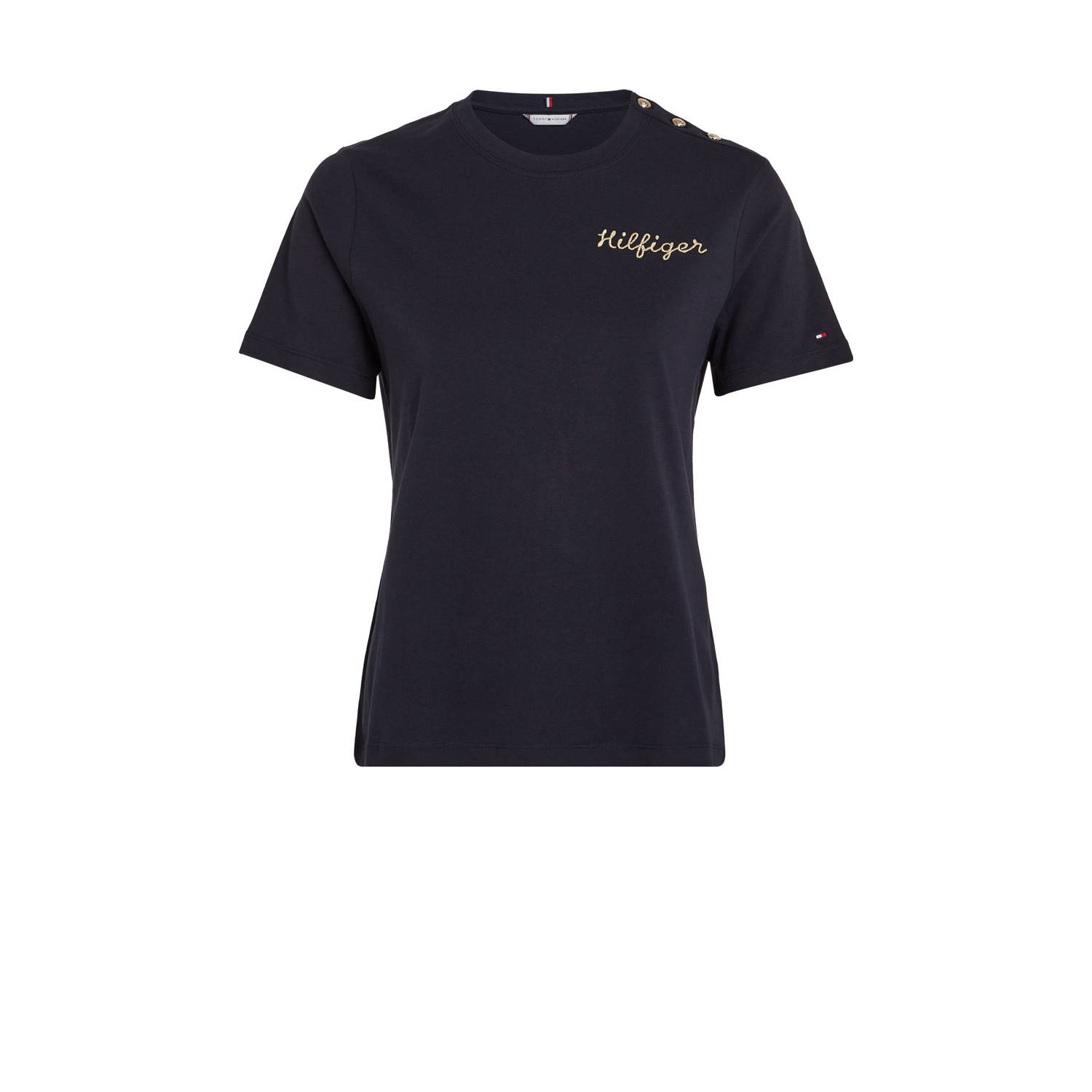 Tommy Hilfiger ribgebreid T-shirt marine goud