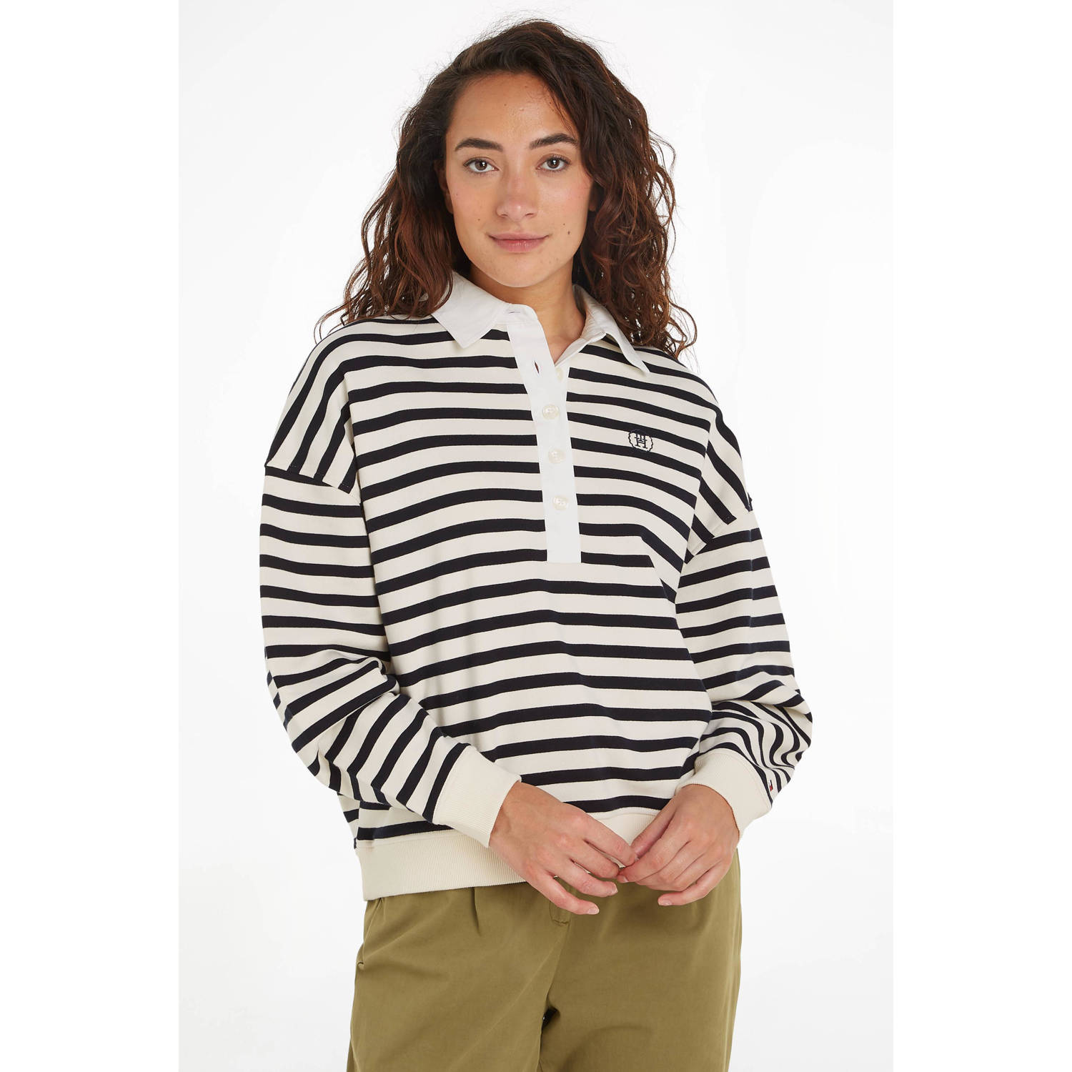 Tommy Hilfiger gestreepte sweater marine ecru