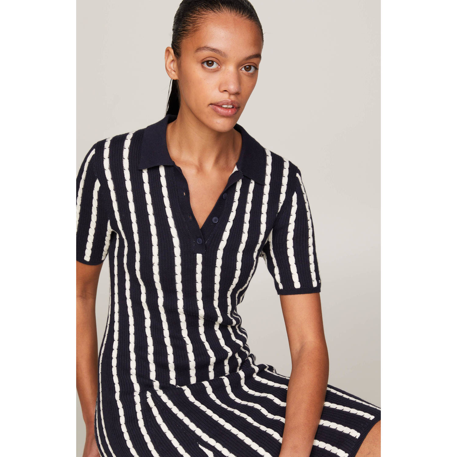 Tommy Hilfiger Polojurk CABLE F&F POLO SS SWT DRESS