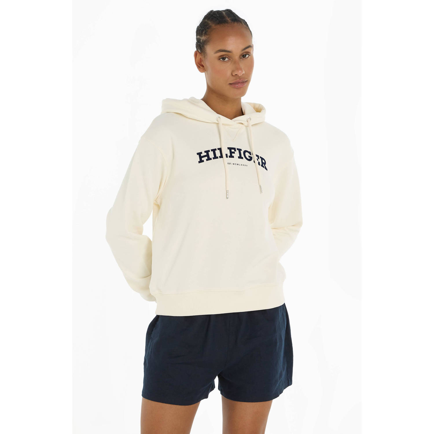 Tommy Hilfiger hoodie met tekst creme