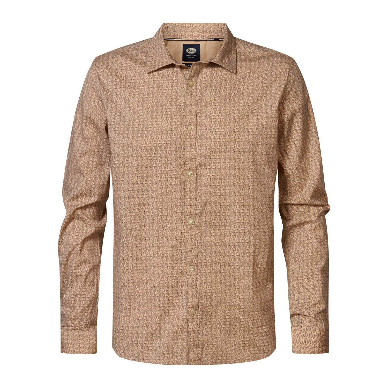 Petrol Industries slim fit overhemd met all over print beige