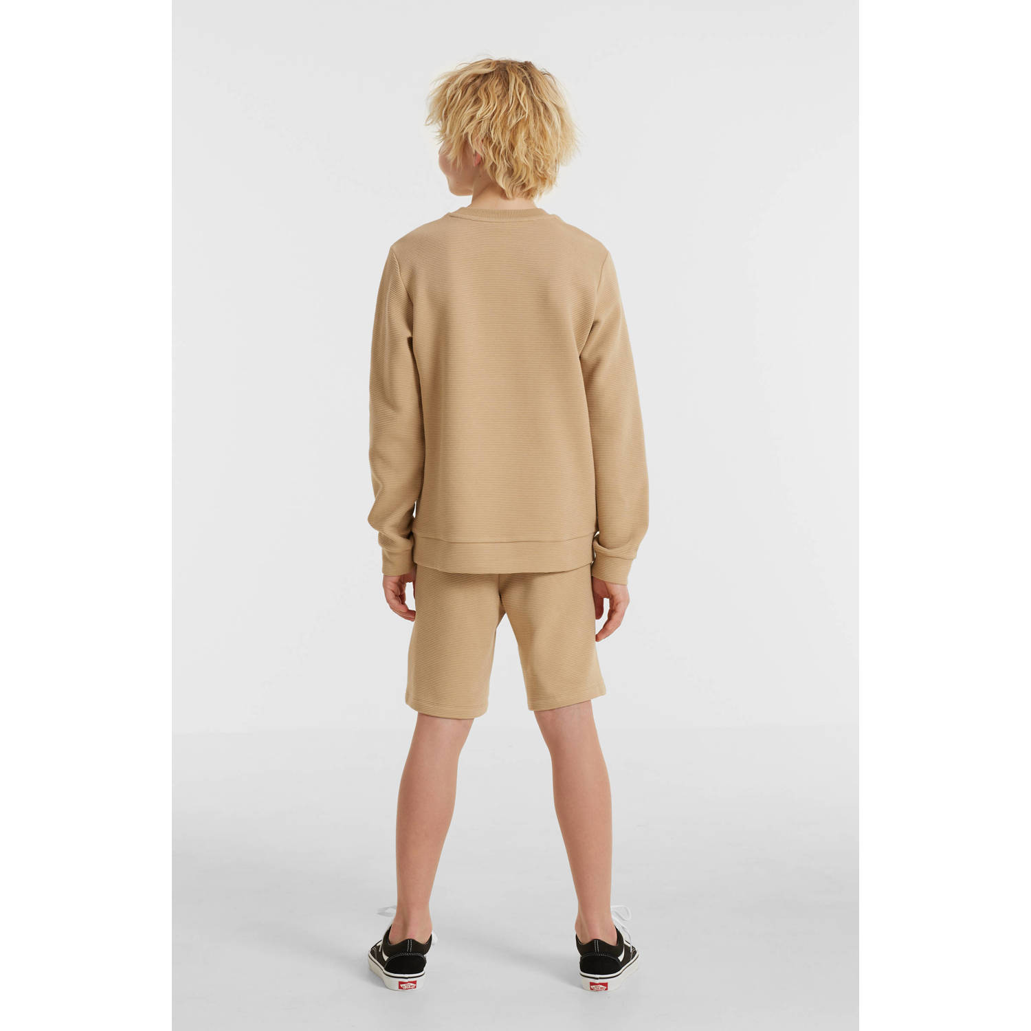 anytime geribde sweater beige