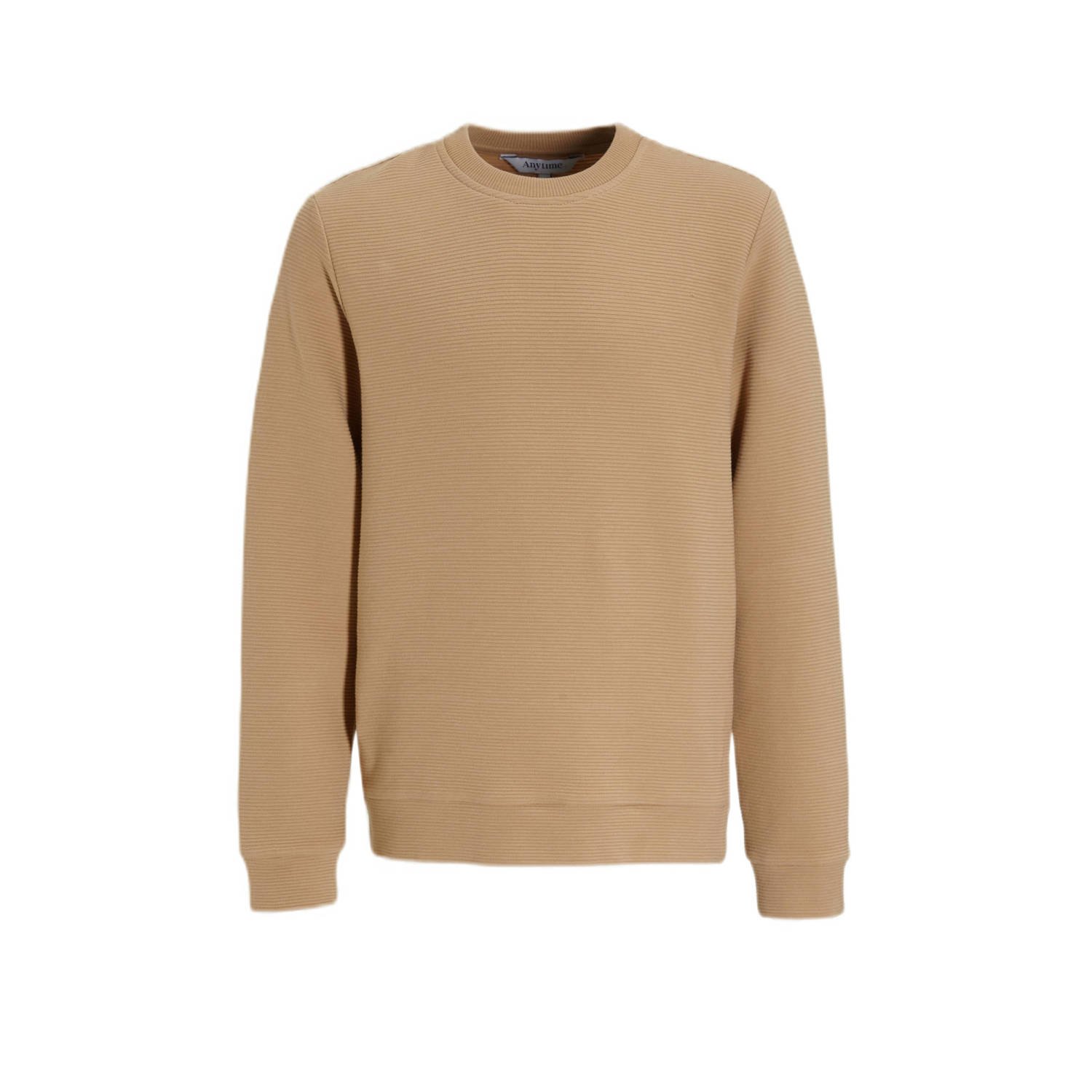 anytime geribde sweater beige