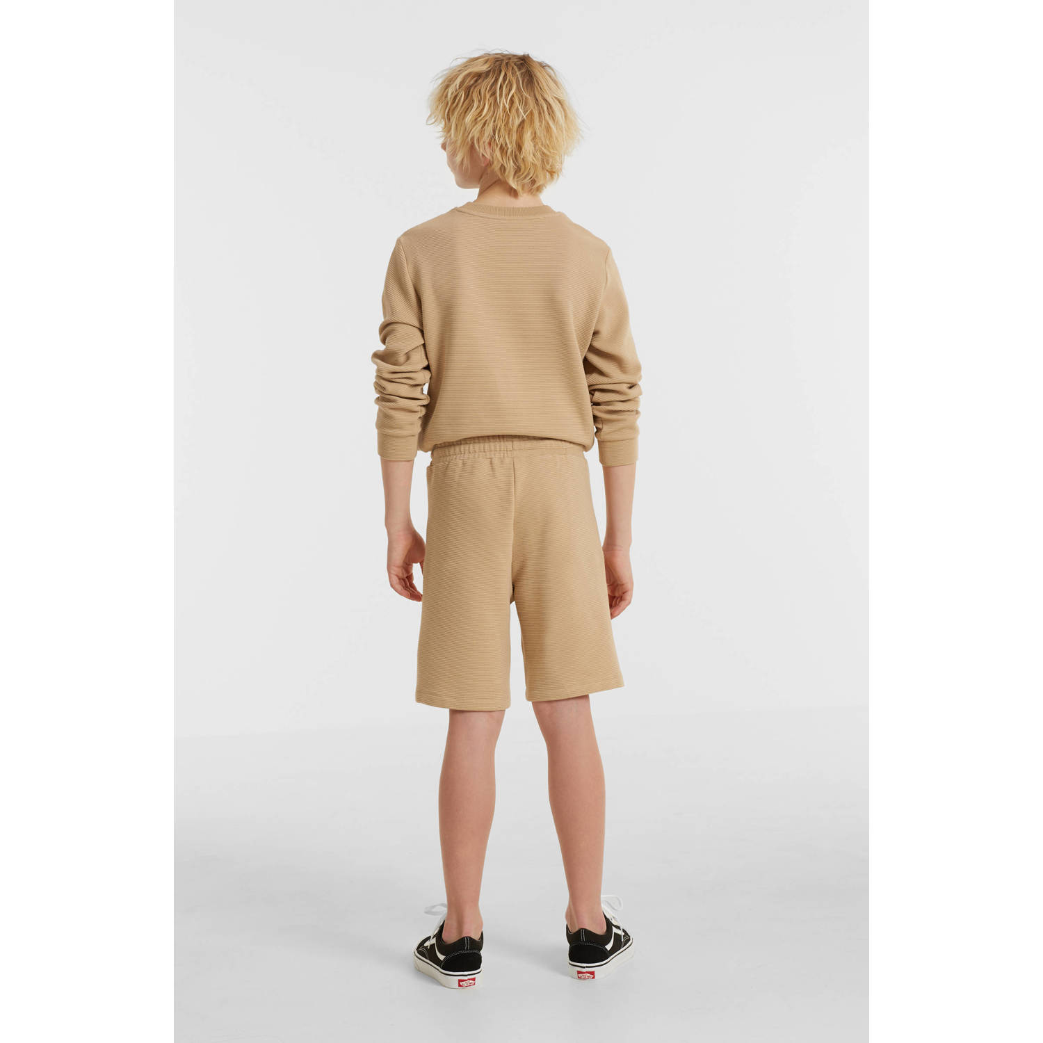 anytime geribde sweatshort beige