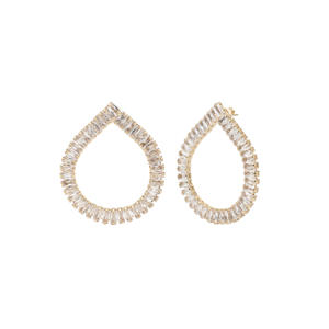gold plated oorbellen Baguette Drop goudkleurig