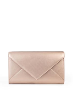 metallic clutch rosé