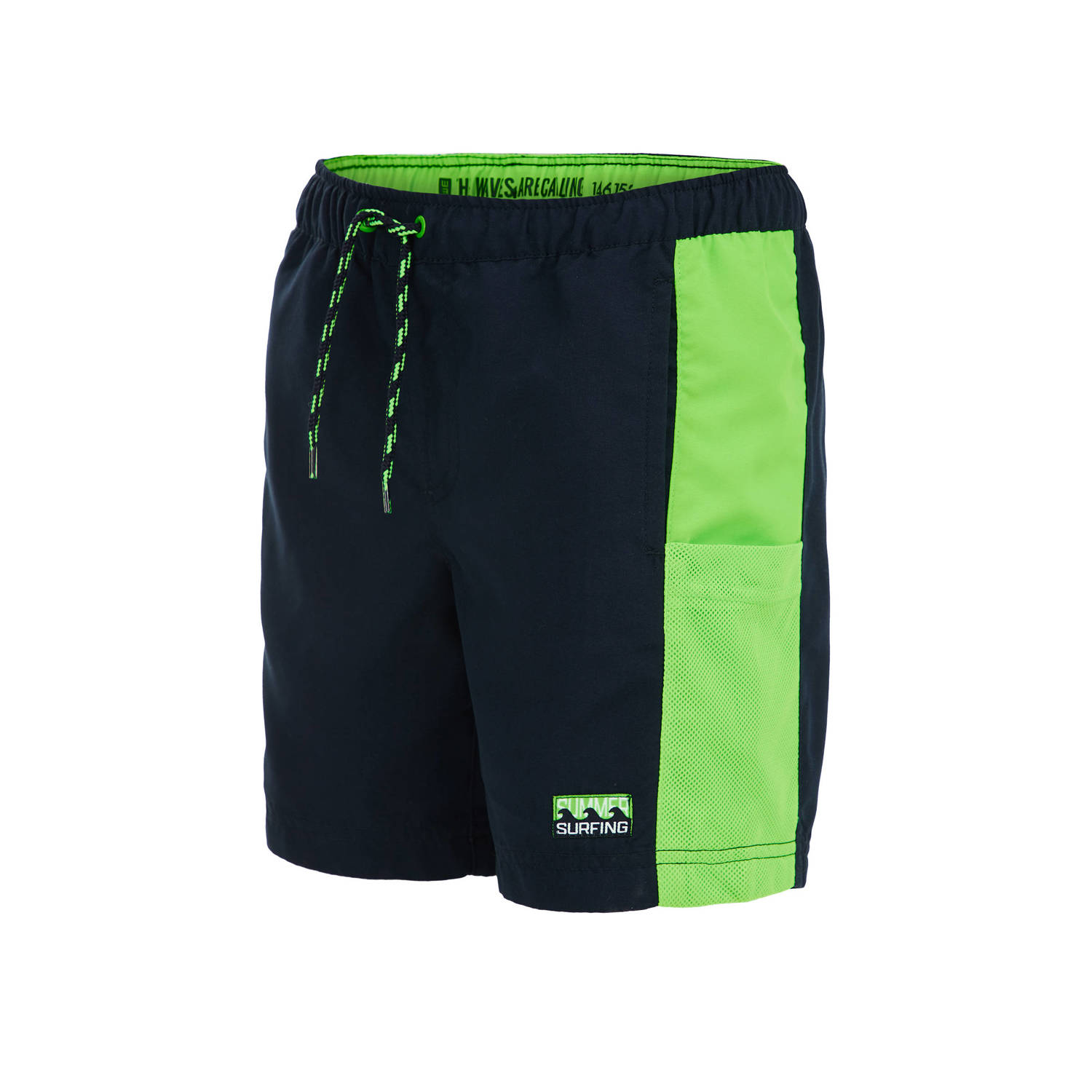 WE Fashion zwemshort donkerblauw neon groen
