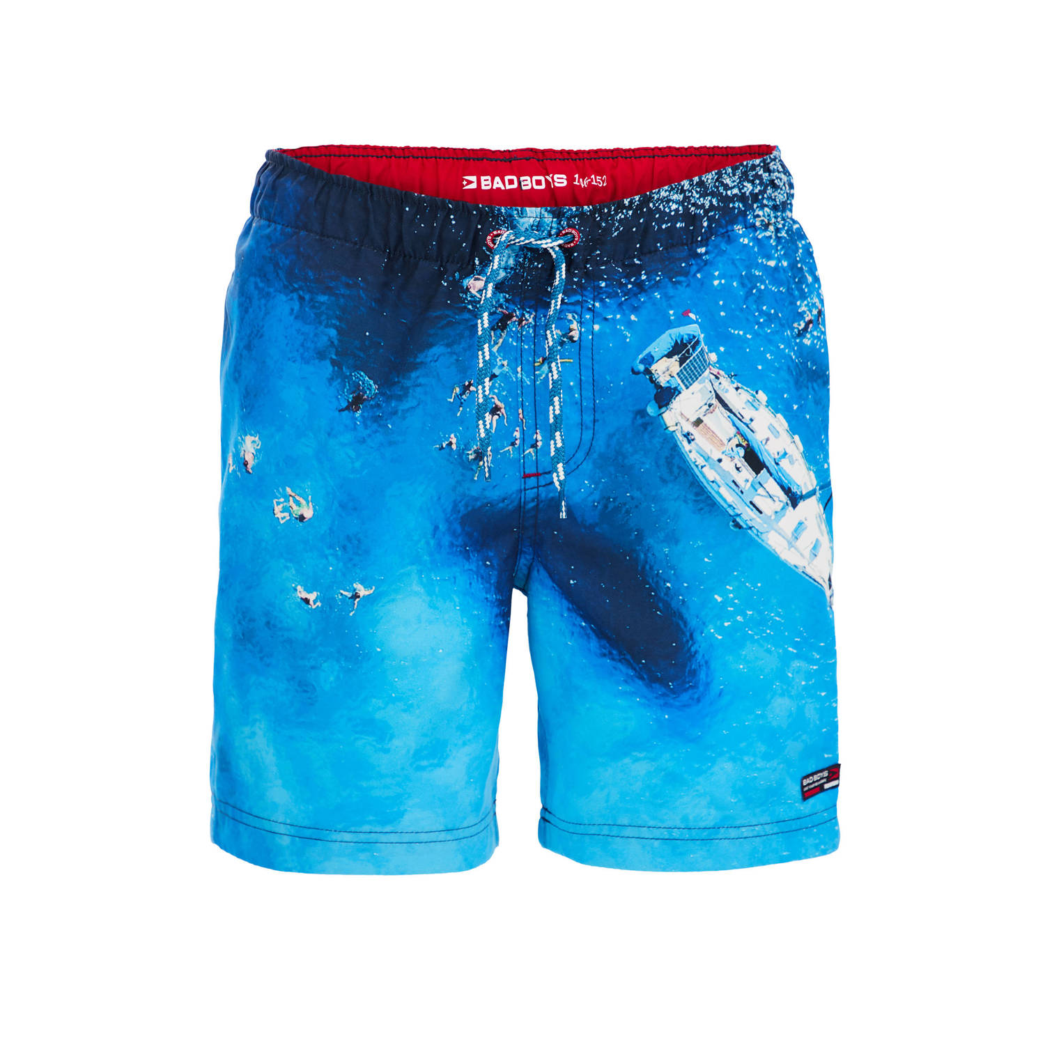 WE Fashion zwemshort blauw Jongens Gerecycled polyester All over print 110 116