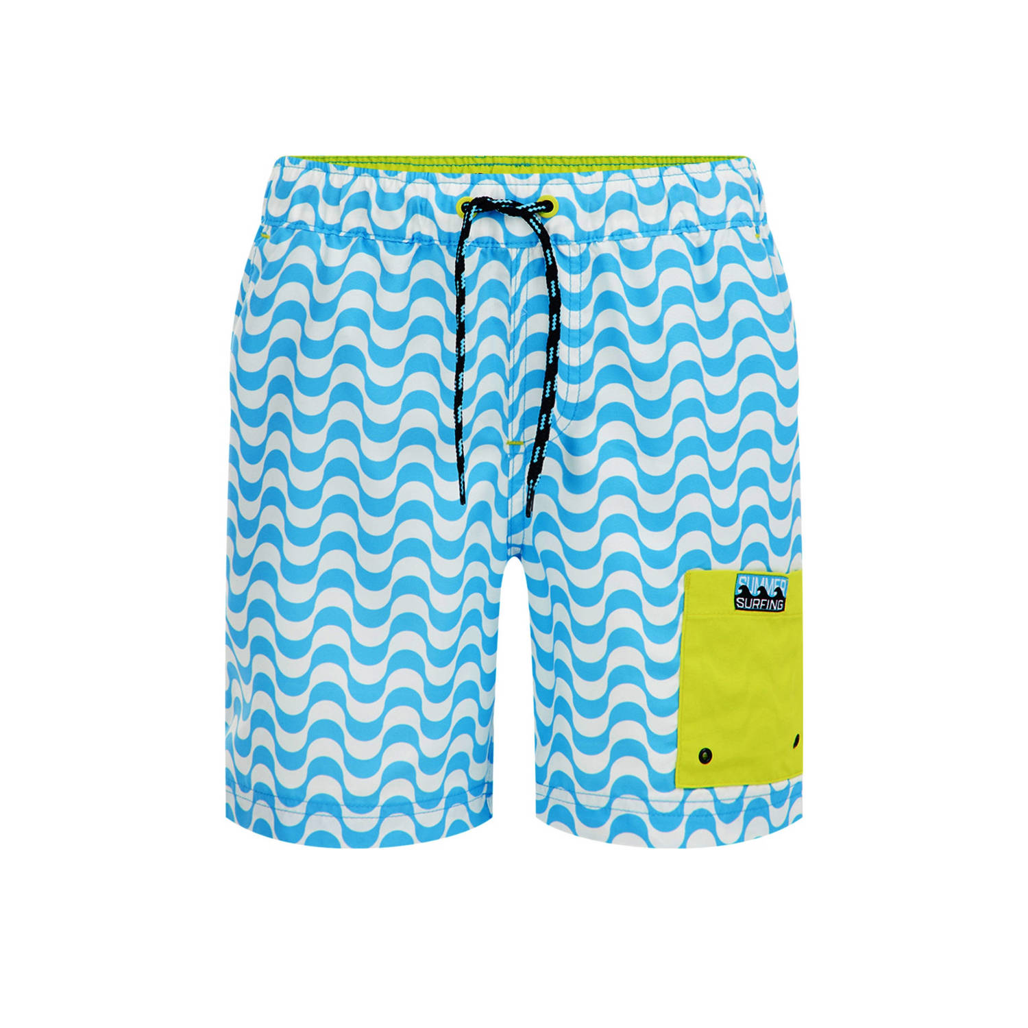 WE Fashion zwemshort turquoise wit Blauw Jongens Polyester All over print 110 116