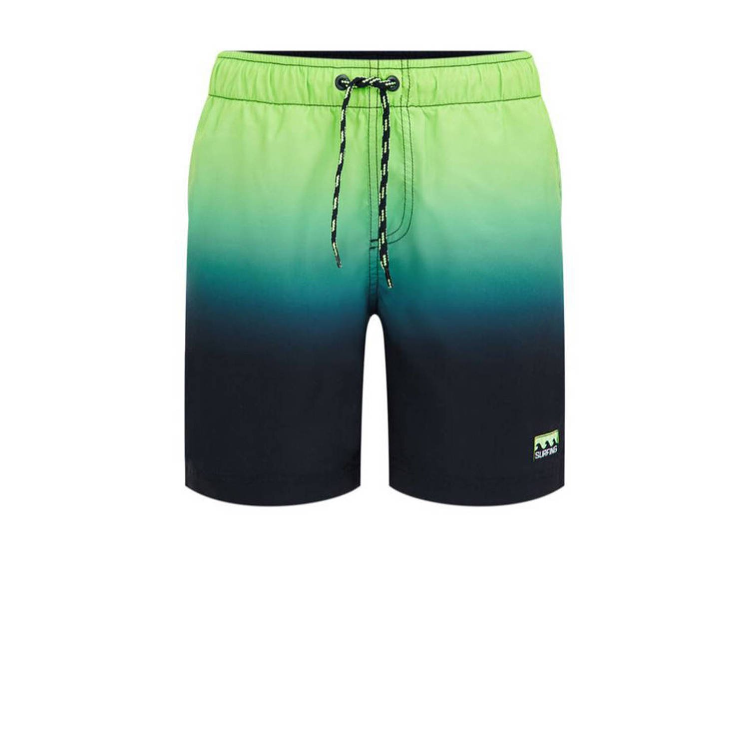 WE Fashion zwemshort groen donkerblauw Jongens Gerecycled polyester Meerkleurig 170 176