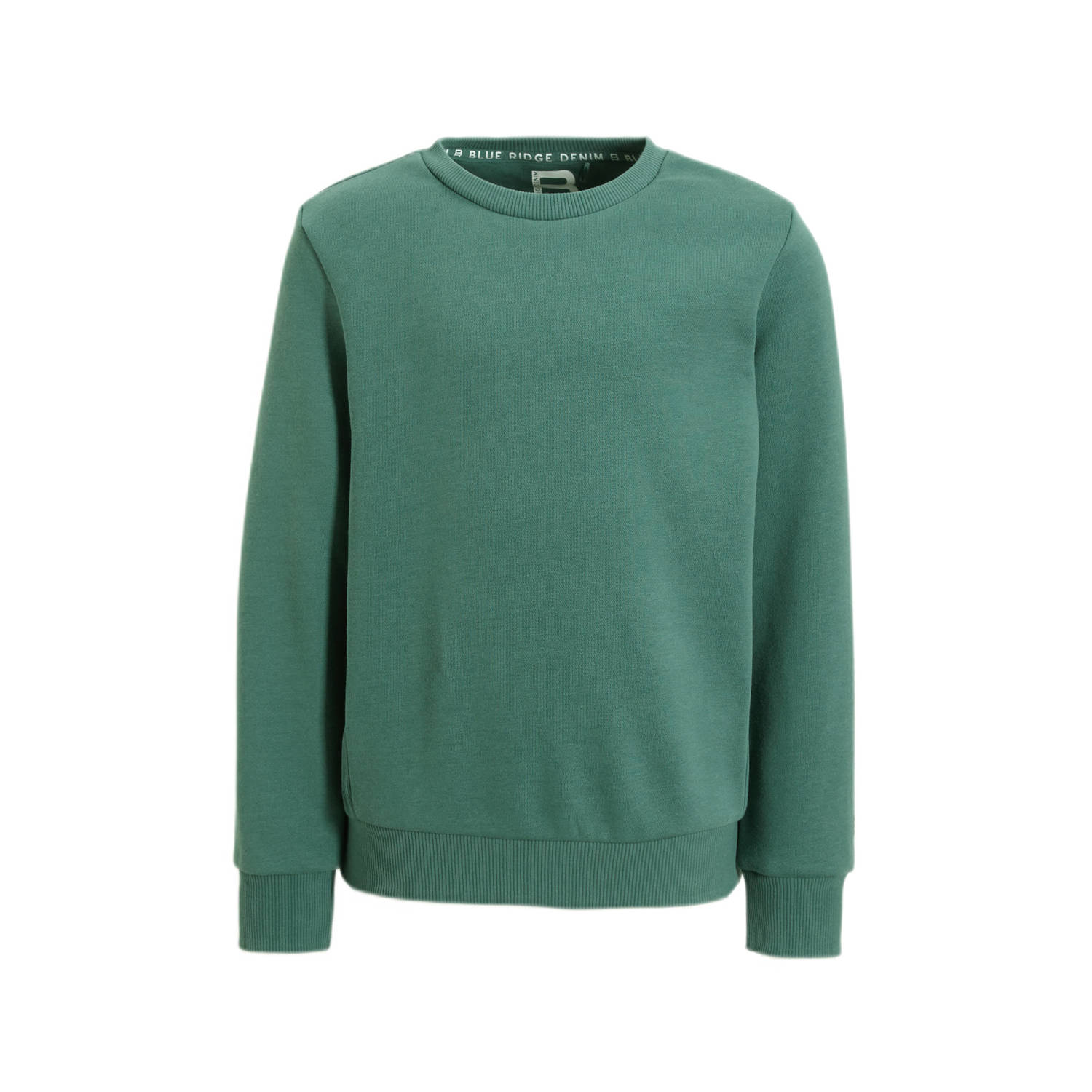 WE Fashion Blue Ridge unisex sweater Topaz Groen Effen 110 116