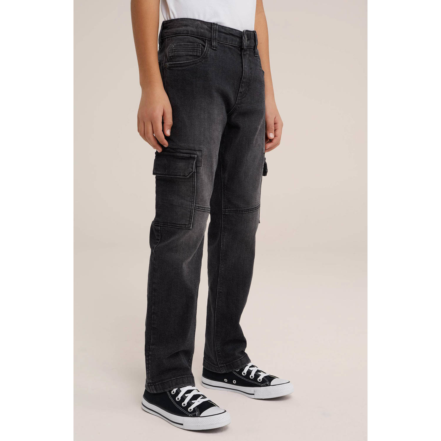 WE Fashion regular fit jeans black faded
