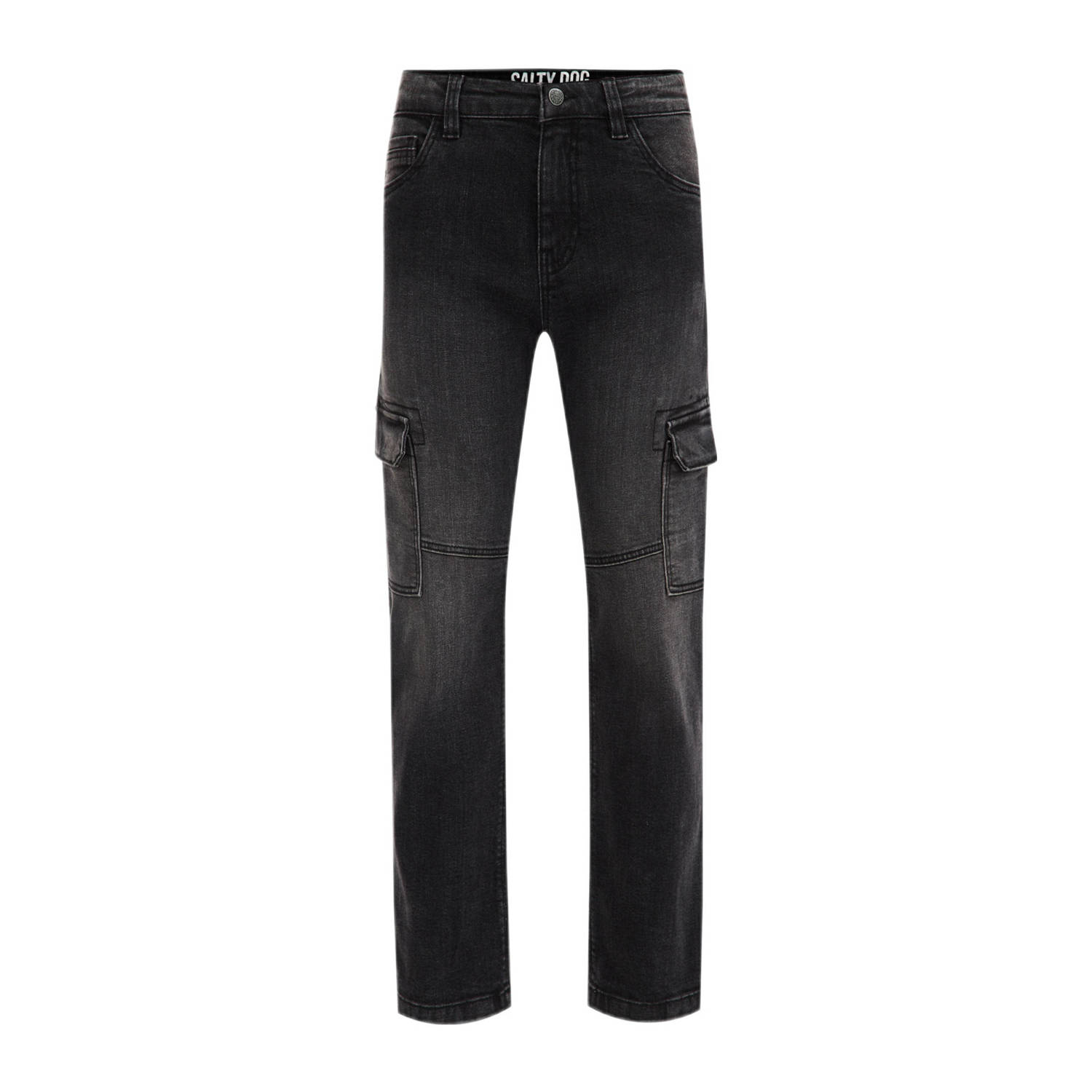 WE Fashion regular fit jeans black faded Zwart Jongens Stretchdenim Effen 104