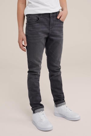 tapered fit jeans met slijtage black faded