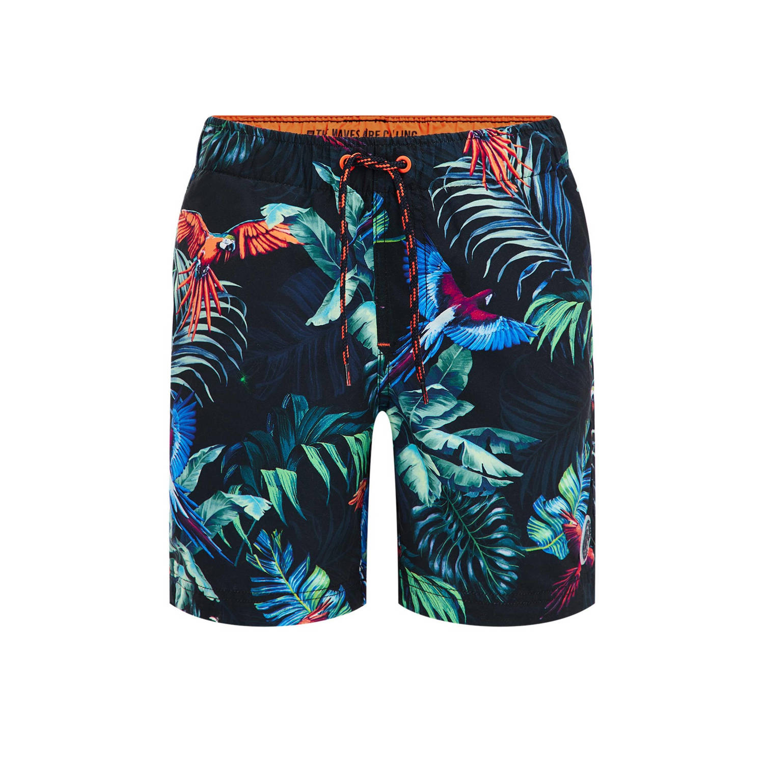 WE Fashion zwemshort donkerblauw Jongens Polyester All over print 110 116