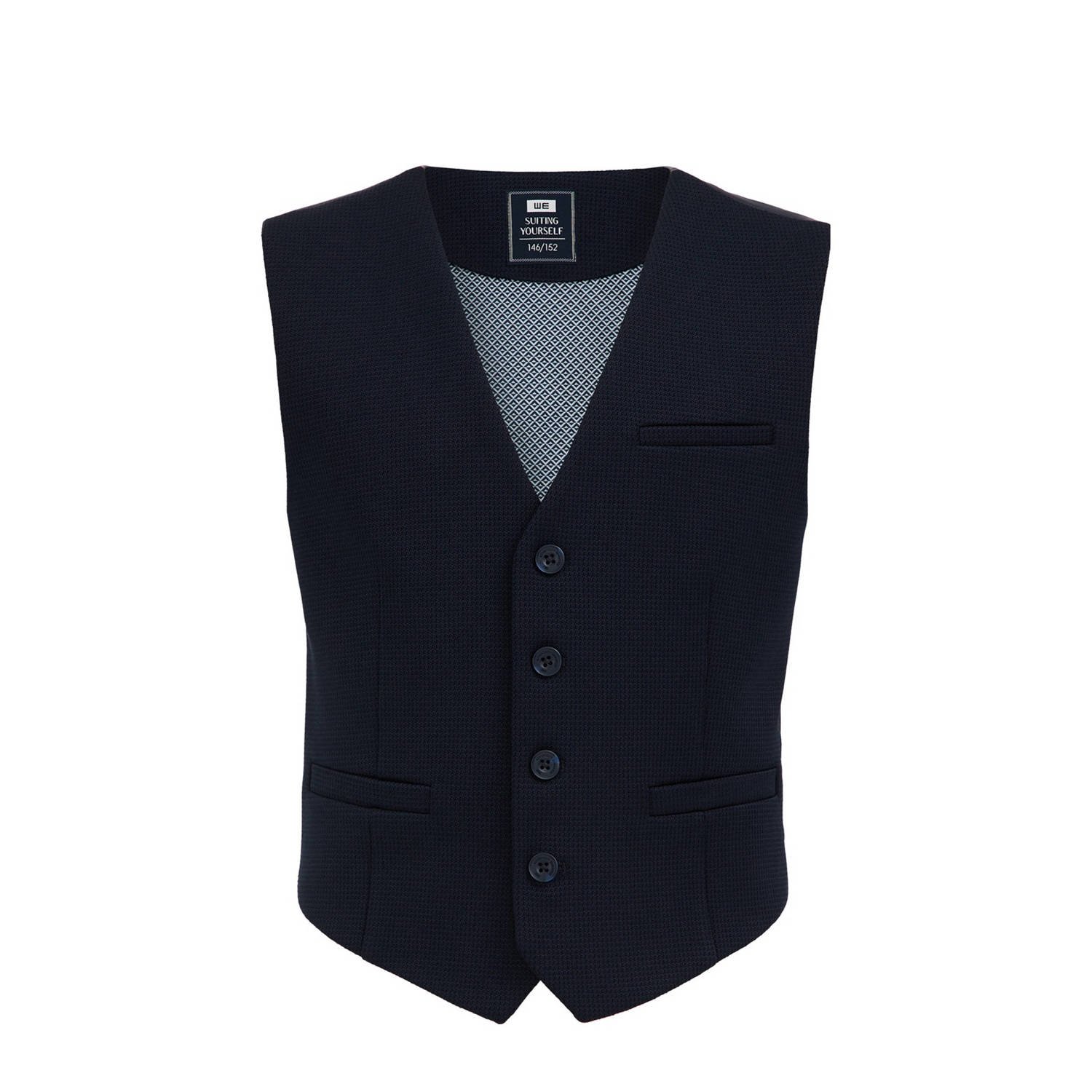 WE Fashion gilet donkerblauw Jongens Polyester V-hals Effen 110 116