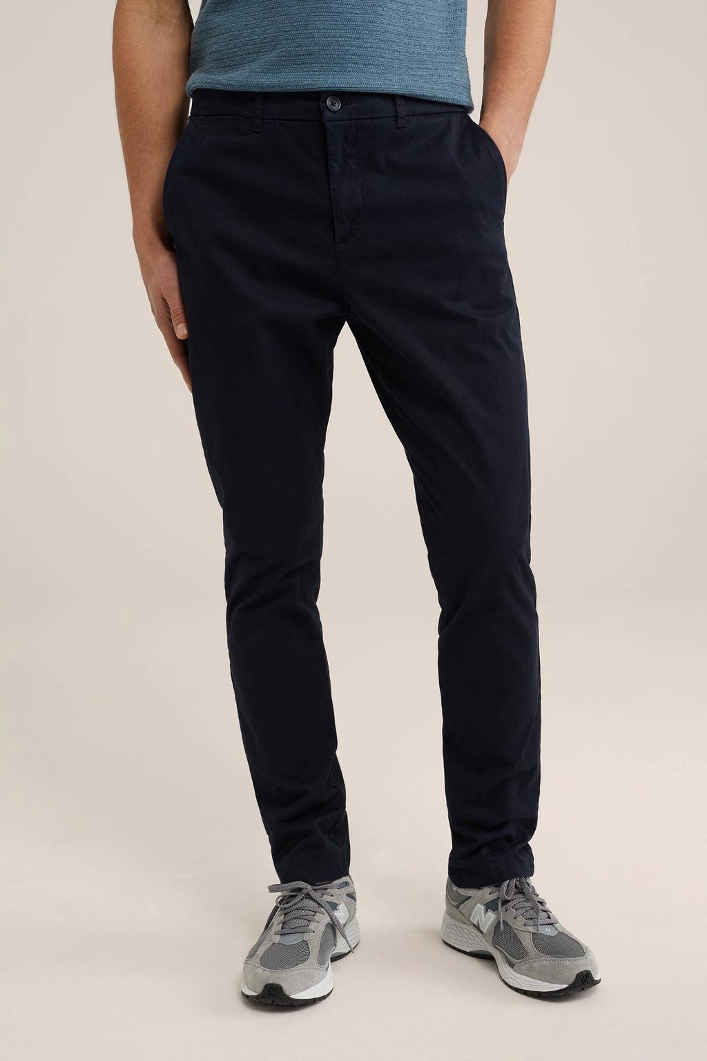 WE Fundamentals slim fit chino Billy donkerblauw