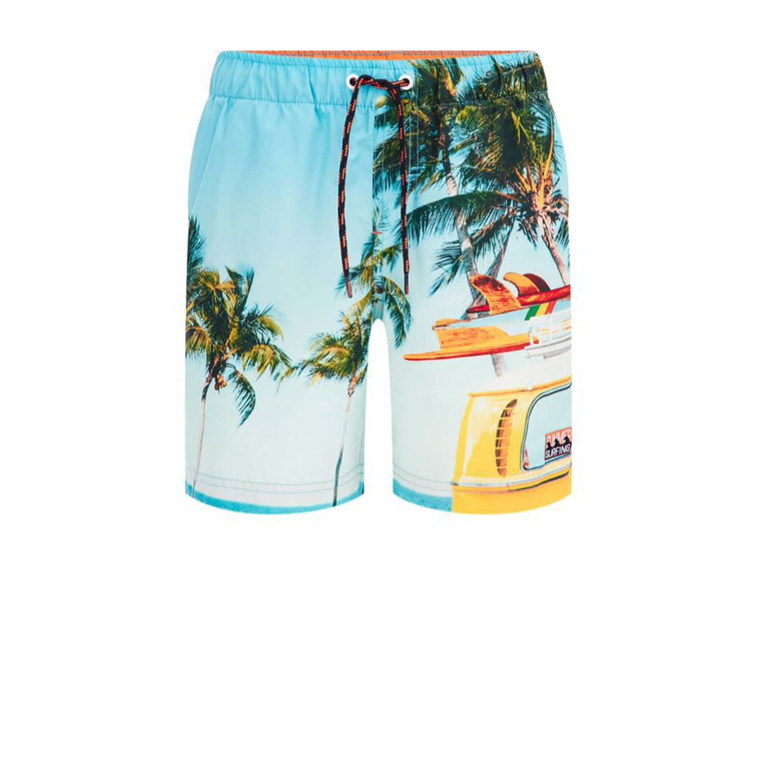 WE Fashion zwemshort lichtblauw multi Jongens Gerecycled polyester All over print 110 116